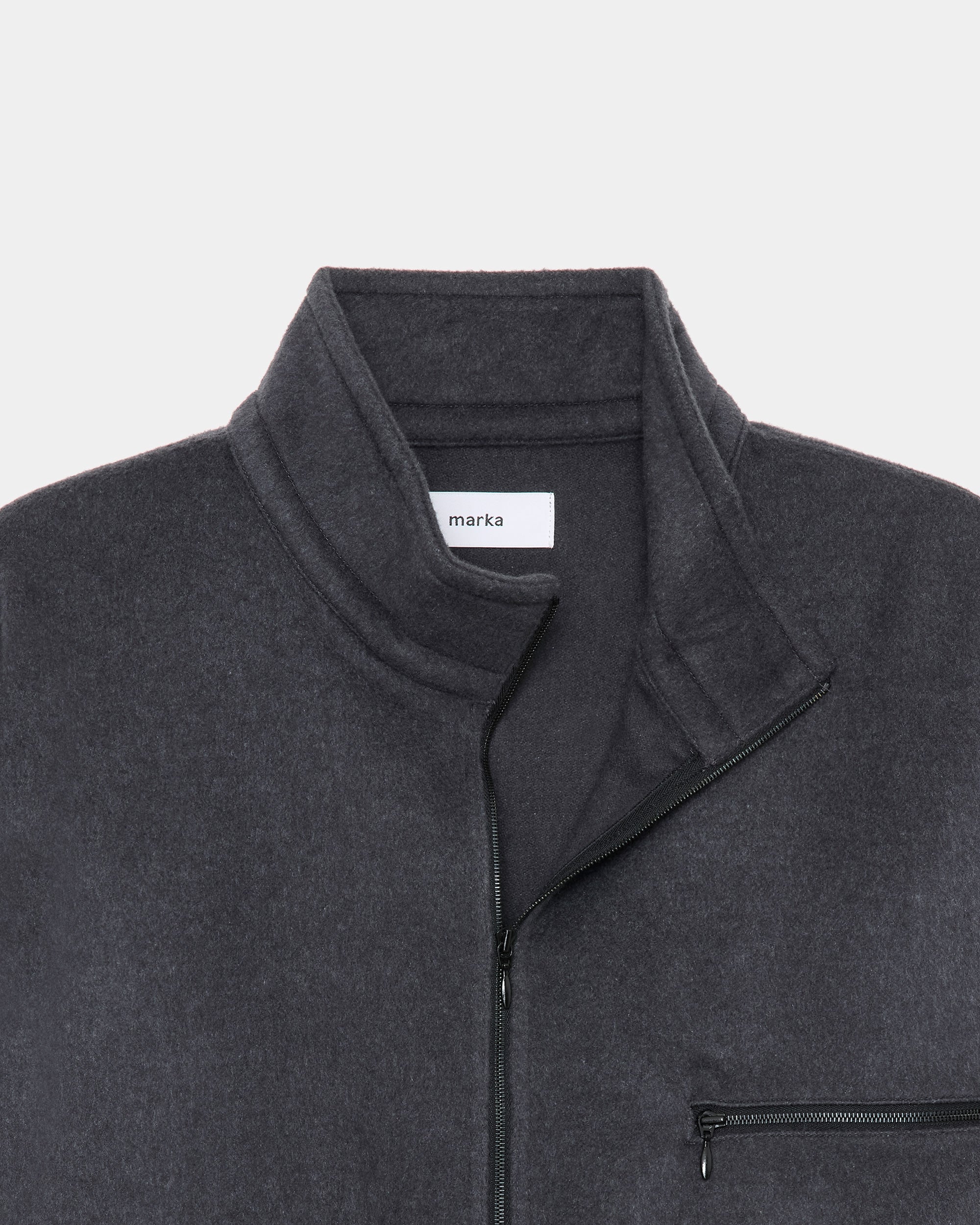 ウールシルクビーバー / ハーフジップシャツ, M Gray