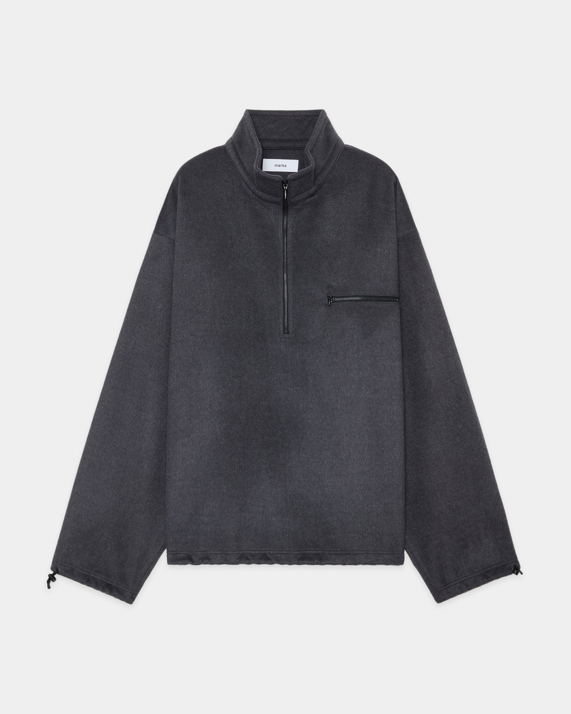 ウールシルクビーバー / ハーフジップシャツ, M Gray