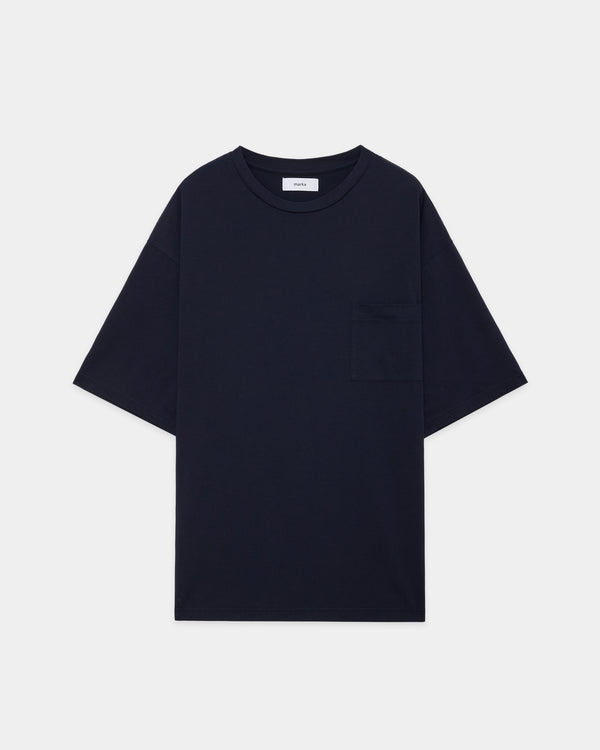 【PARKING別注】 オーガニックコットンソフト天竺 / ルーズフィットポケットTEE, Navy