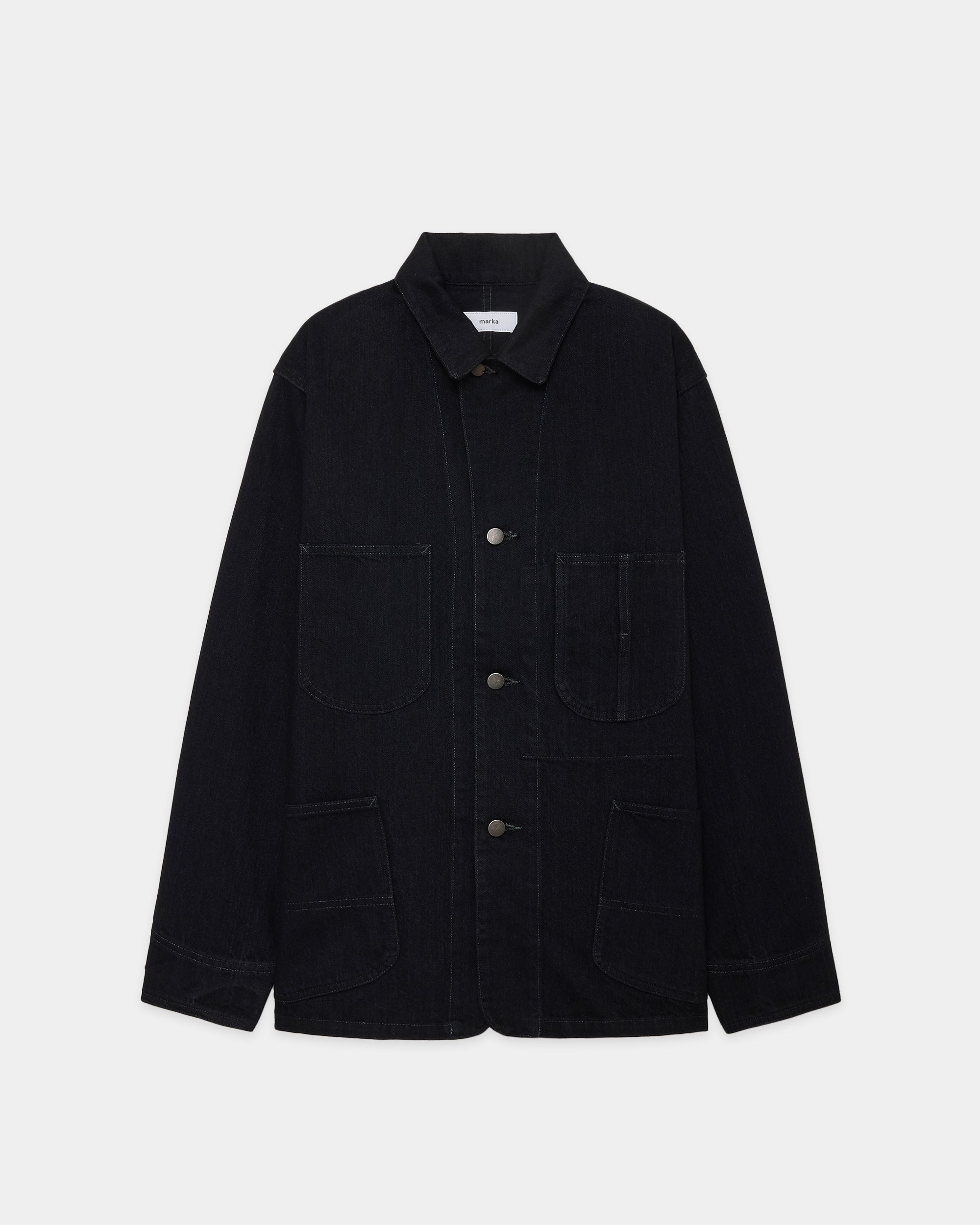 Organic Cotton 13.5Oz Selvedge Denim Parking-Coverall Jacket, Black