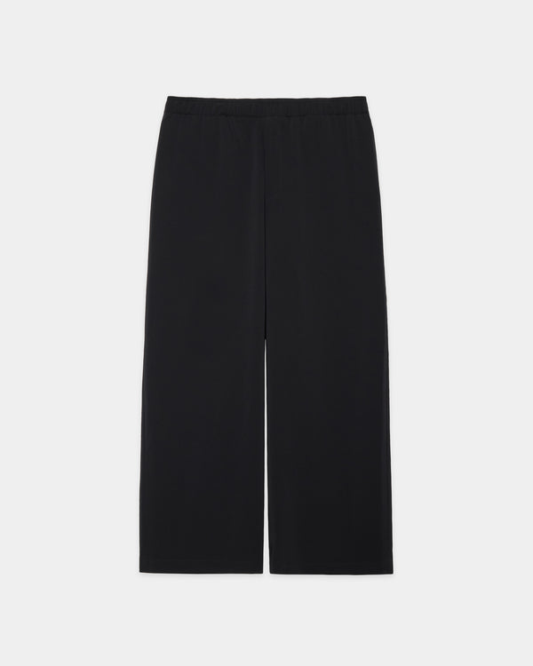 Recycled Polyester High Twisted Tropical Parking-Wide Leg Easy Pants, Black