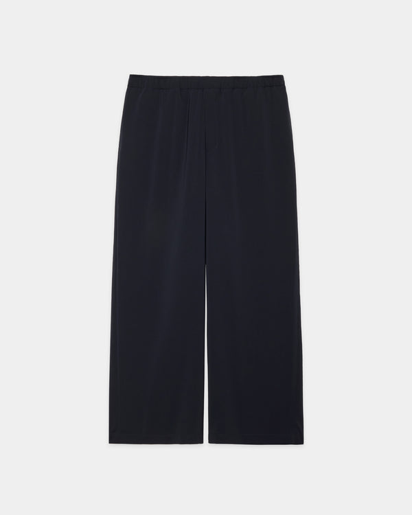 Recycled Polyester High Twisted Tropical Parking-Wide Leg Easy Pants, Navy