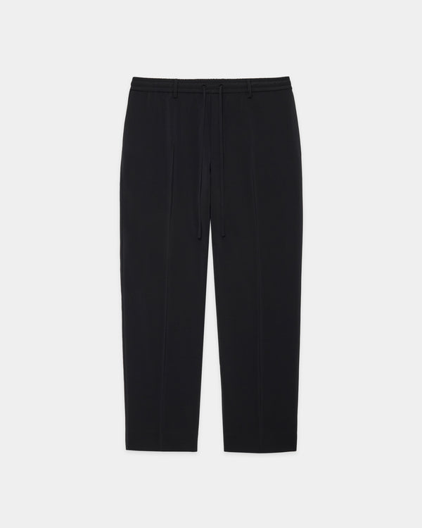 Recycled Polyester High Twisted Tropical Parking-Tapered Eazy Pants, Black