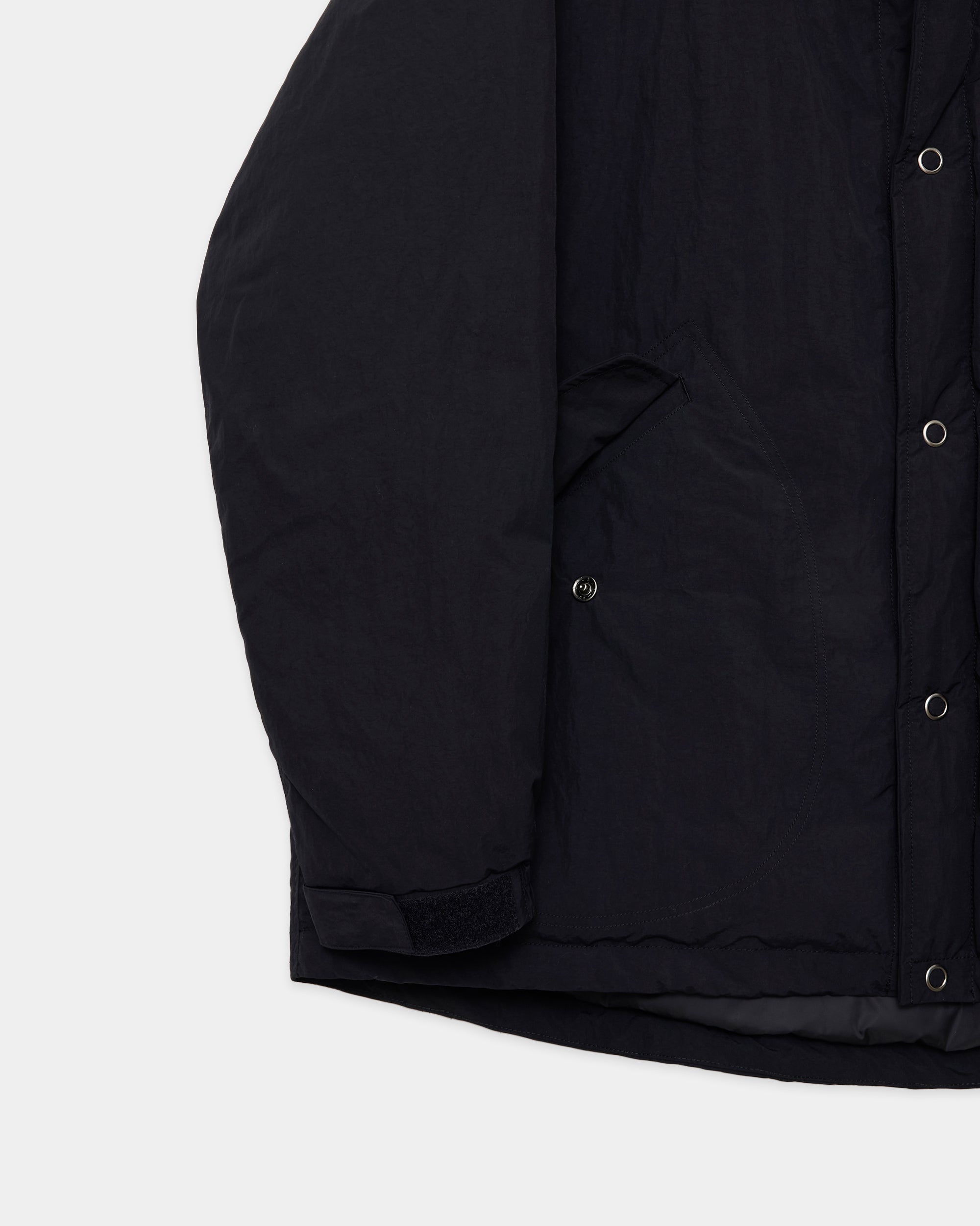 【PARKING別注】 リサイクルナイロンタッサー / パフドスノーパーカー, Black