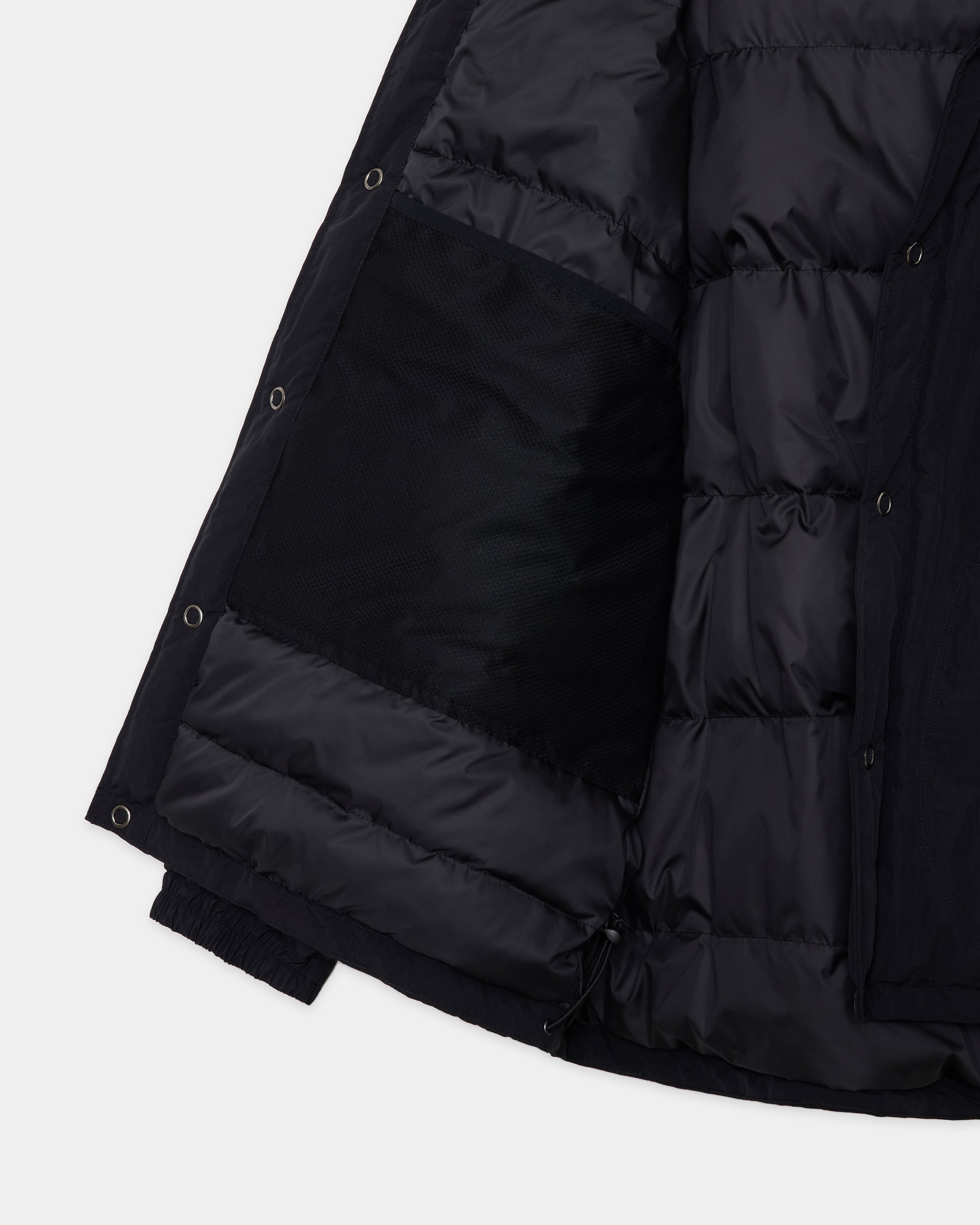 【PARKING別注】 リサイクルナイロンタッサー / パフドスノーパーカー, Black