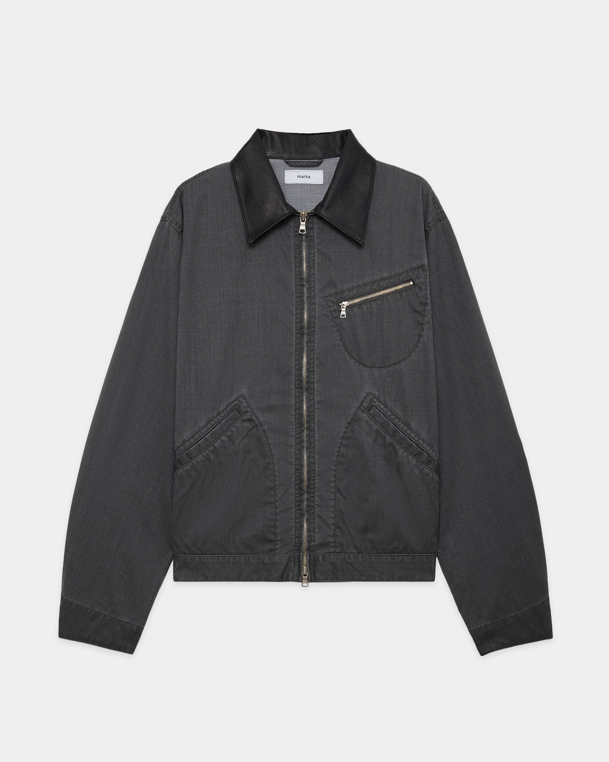 ウォッシャブルウールギャバ顔料プリント / ワークジャケット, Charcoal Gray