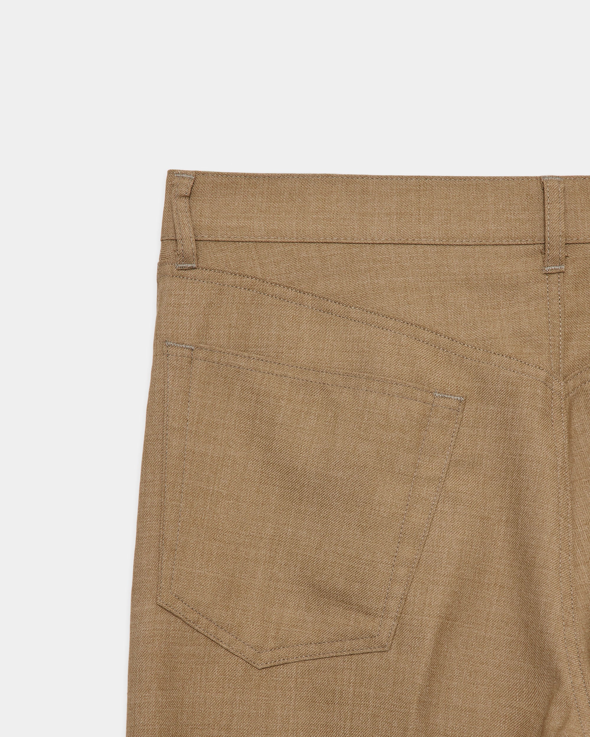 リサイクルポリエステル　ノンミュールジングウールギャバジン / 5ポケットトラウザーズ, Beige