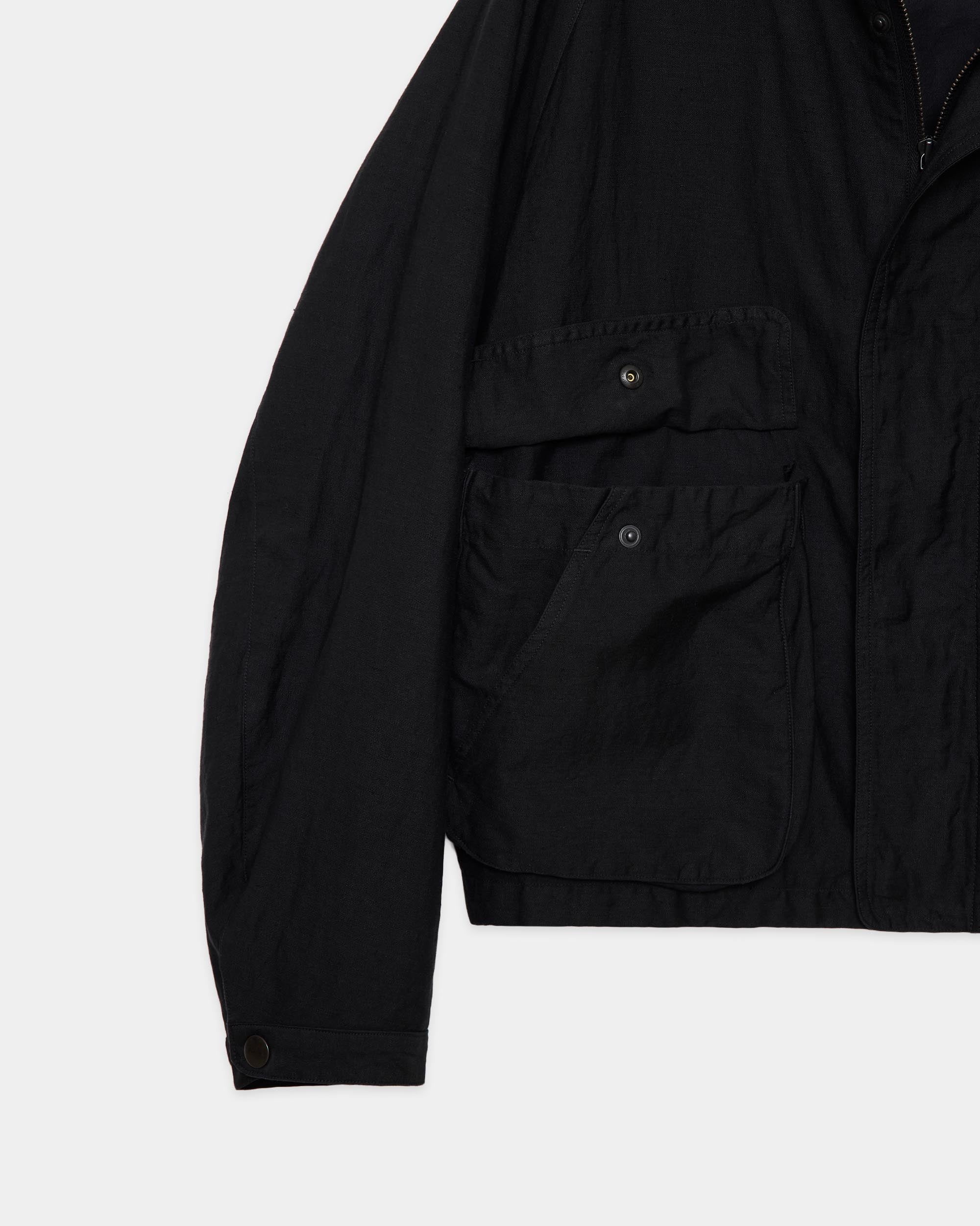 リネンオーガニックコットンシルクライトモールスキン / ハンティングジャケット, Black