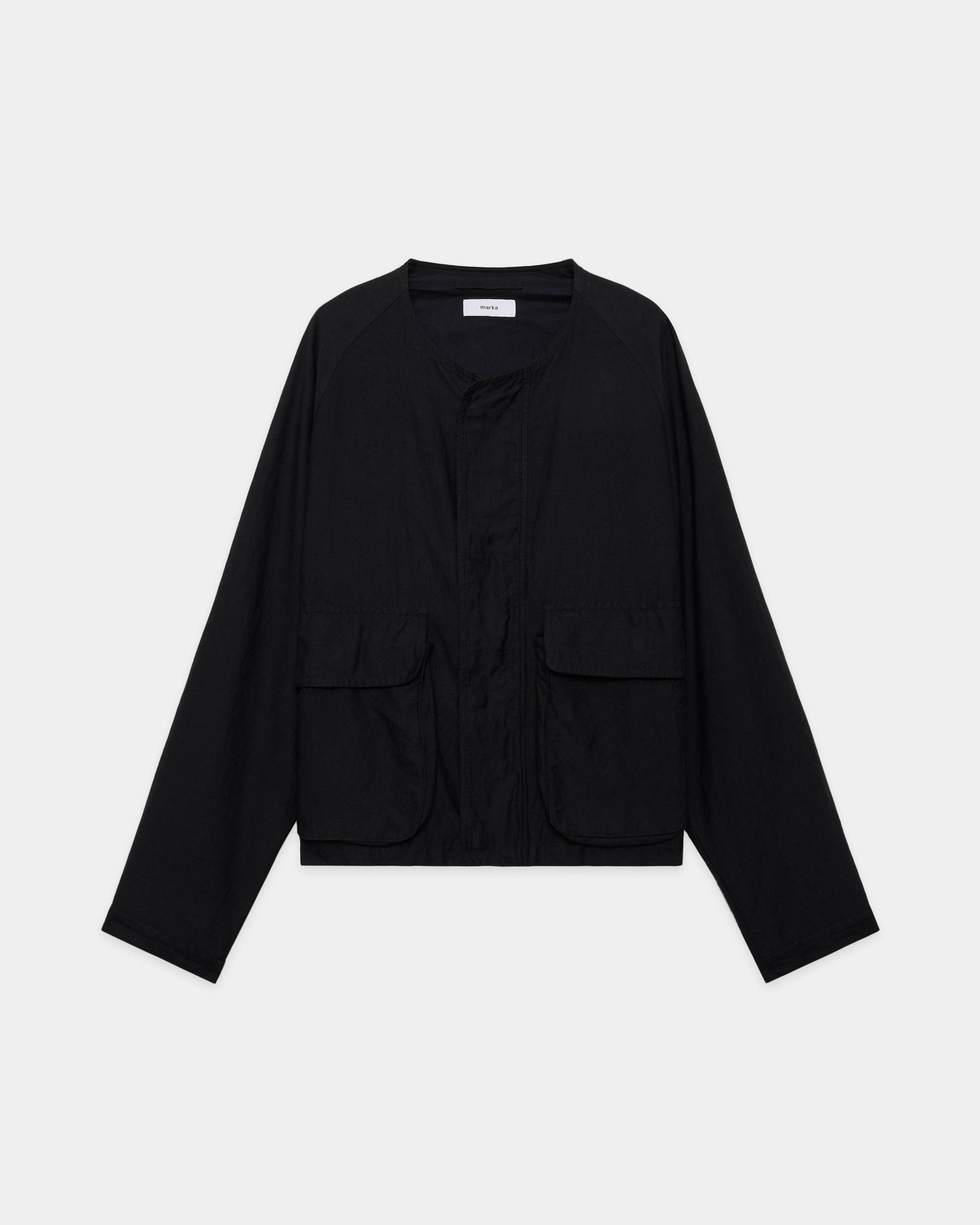 リネンオーガニックコットンシルクライトモールスキン / ハンティングジャケット, Black