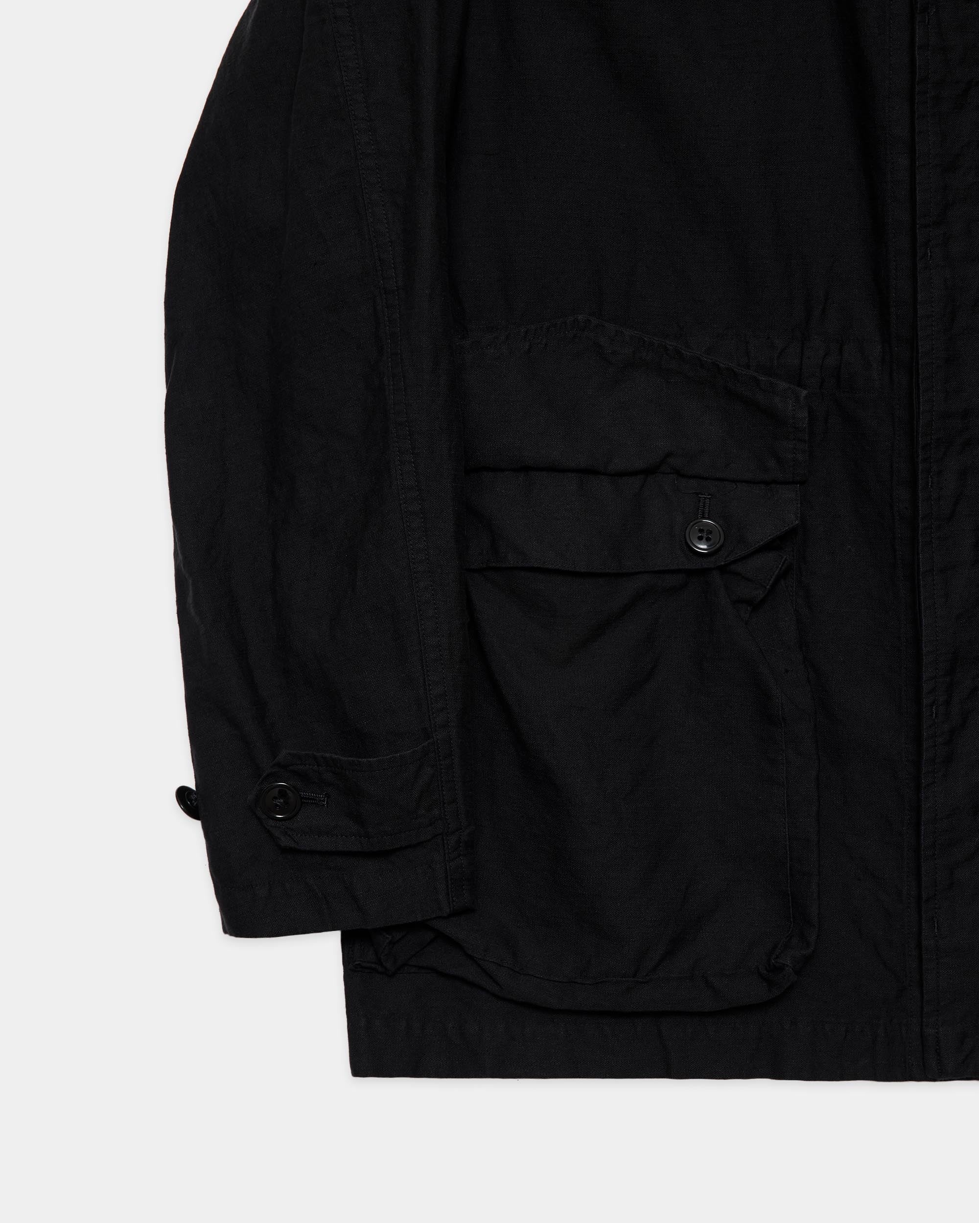 リネンオーガニックコットンシルクライトモールスキン / ミリタリージャケット, Black