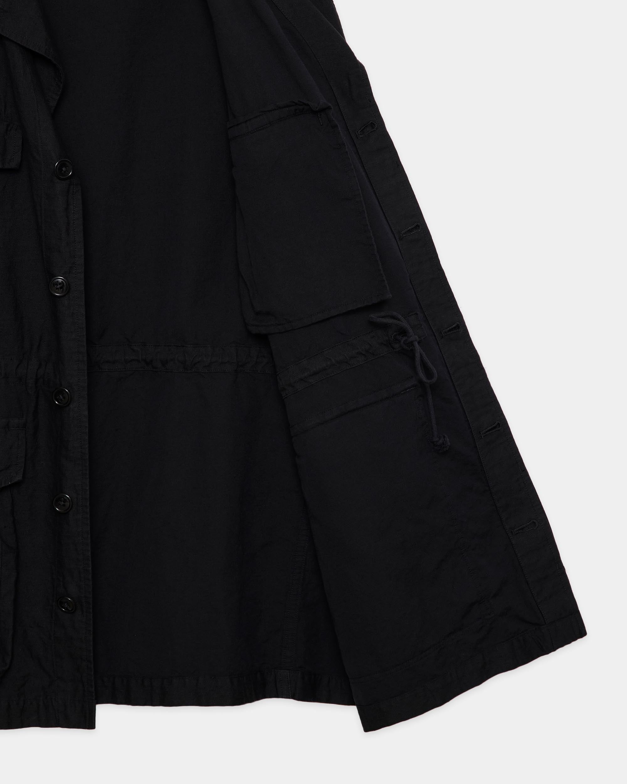 リネンオーガニックコットンシルクライトモールスキン / ミリタリージャケット, Black