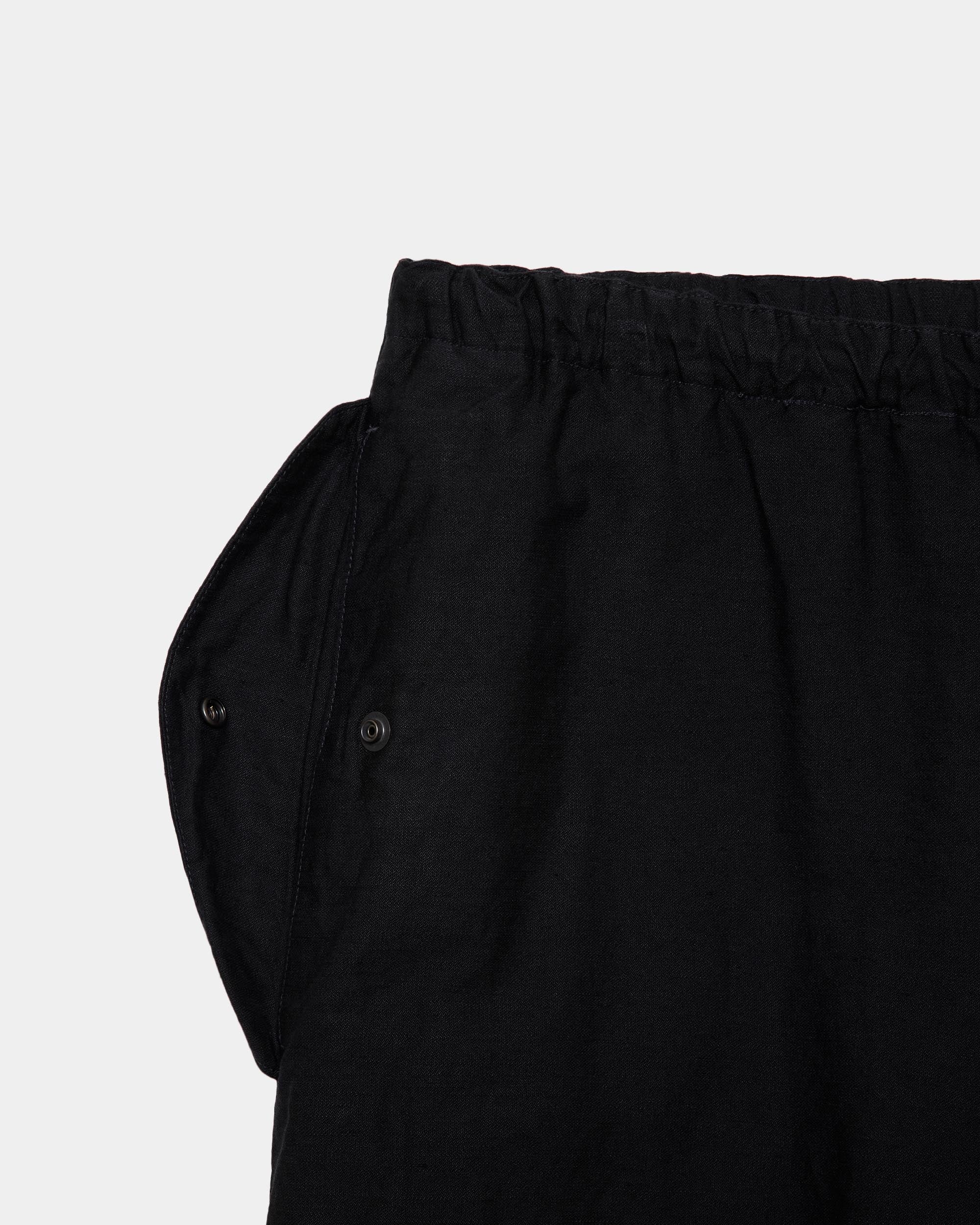 リネンオーガニックコットンシルクライトモールスキン / ワイドオーバーパンツ, Black