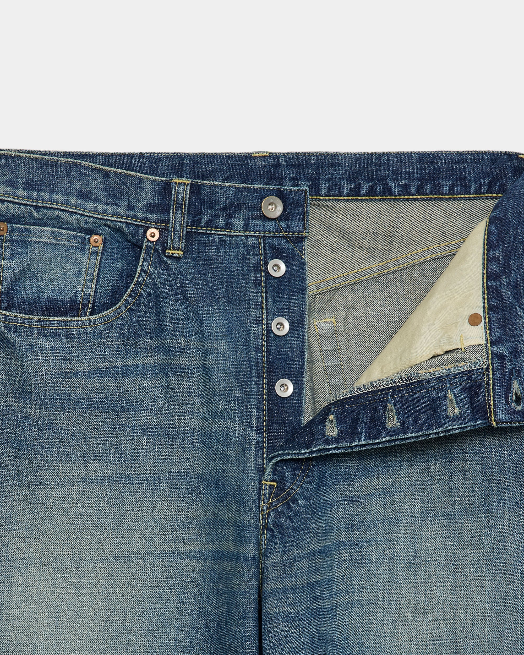 オーガニックコットン13.5ozセルビッチデニム / クリーンシリンダーフィットジーンズ, Indigo V.W