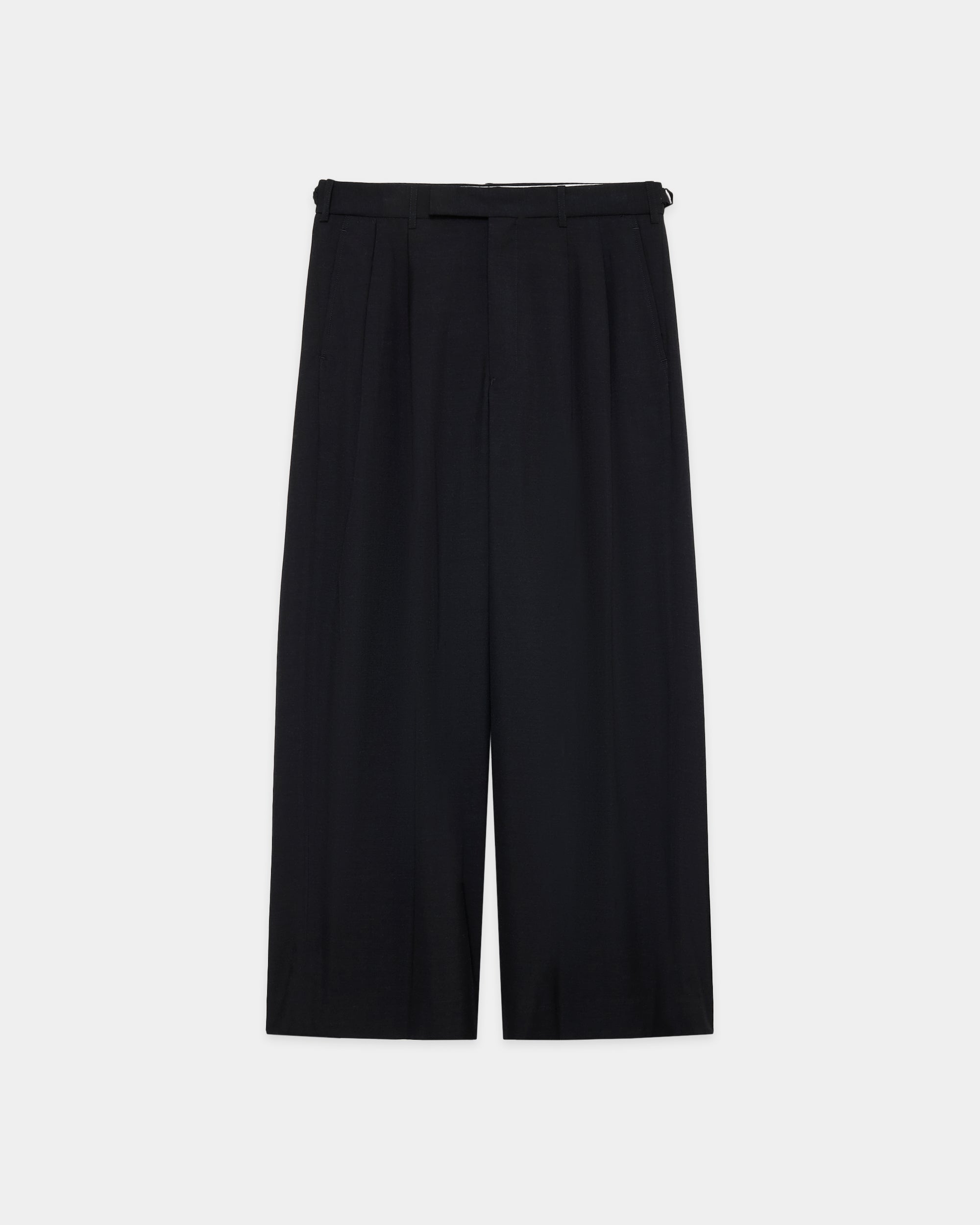 2/72ウールトロピカルワッシャー / ツータックバギートラウザーズ, Chambray Black