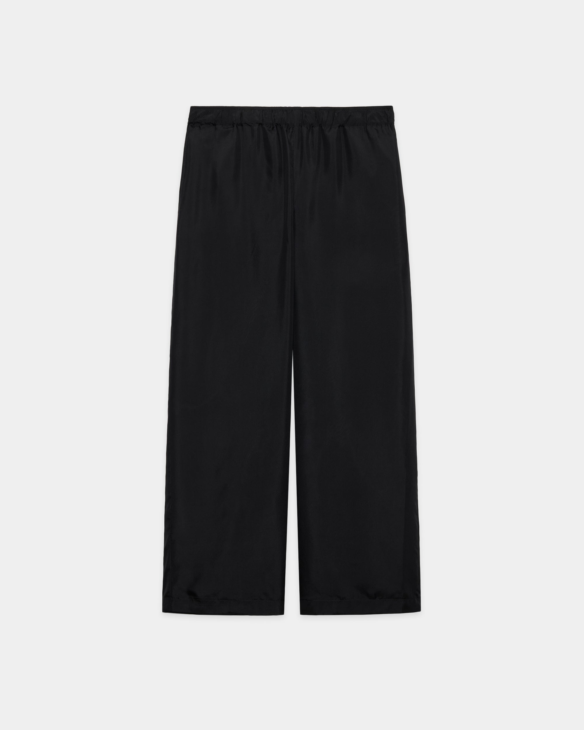 8匁シルク羽二重 / ワイドレッグイージーシルクパンツ, Black Brown