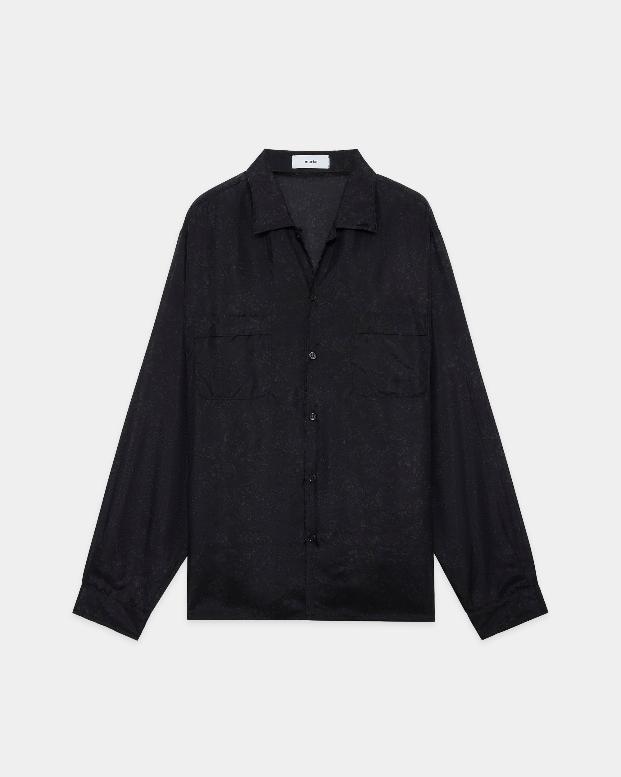 8匁シルク羽二重 / シルクオープンカラーL/Sシャツ, Paisley