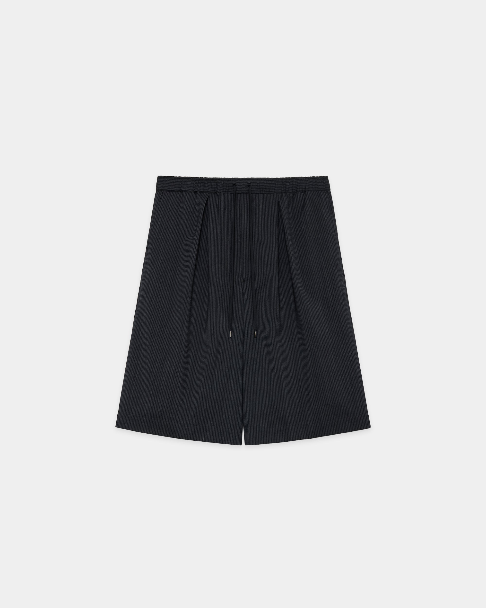 ウールシアサッカー / ダブルタックショーツ, Black X Gray
