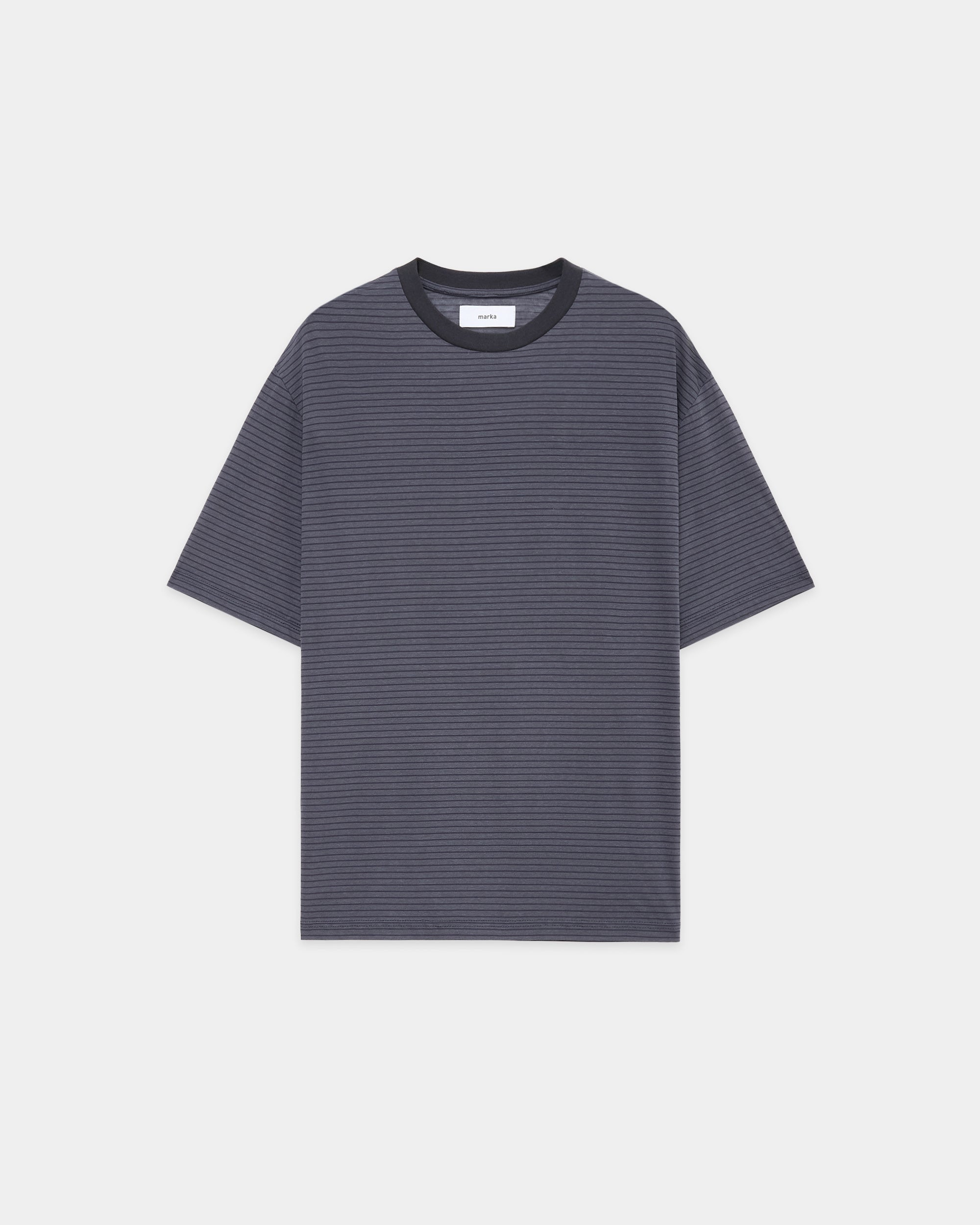40/1オーガニックコットン強燃天竺ボーダー / クルーネックTee, Gray