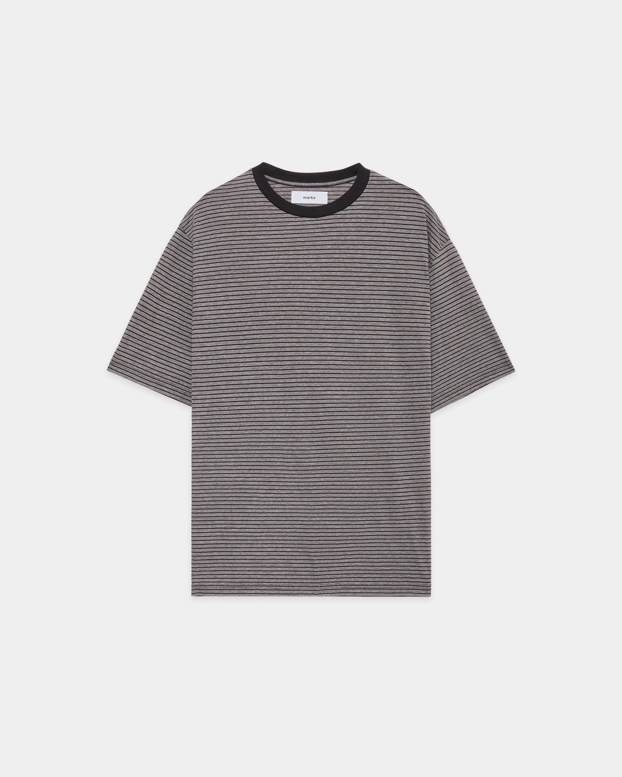 40/1オーガニックコットン強燃天竺ボーダー / クルーネックTee, Brown