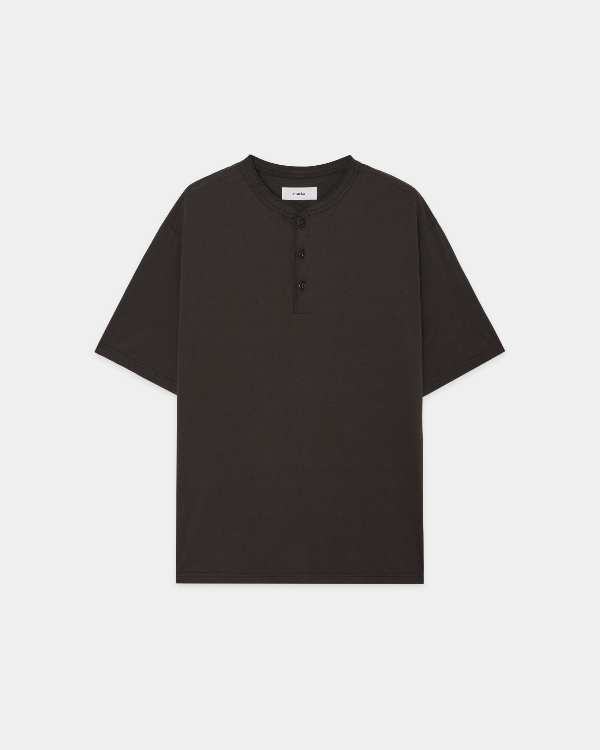 30/1オーガニックコットン空紡天竺 / ヘンリーネックTee, Ink Black