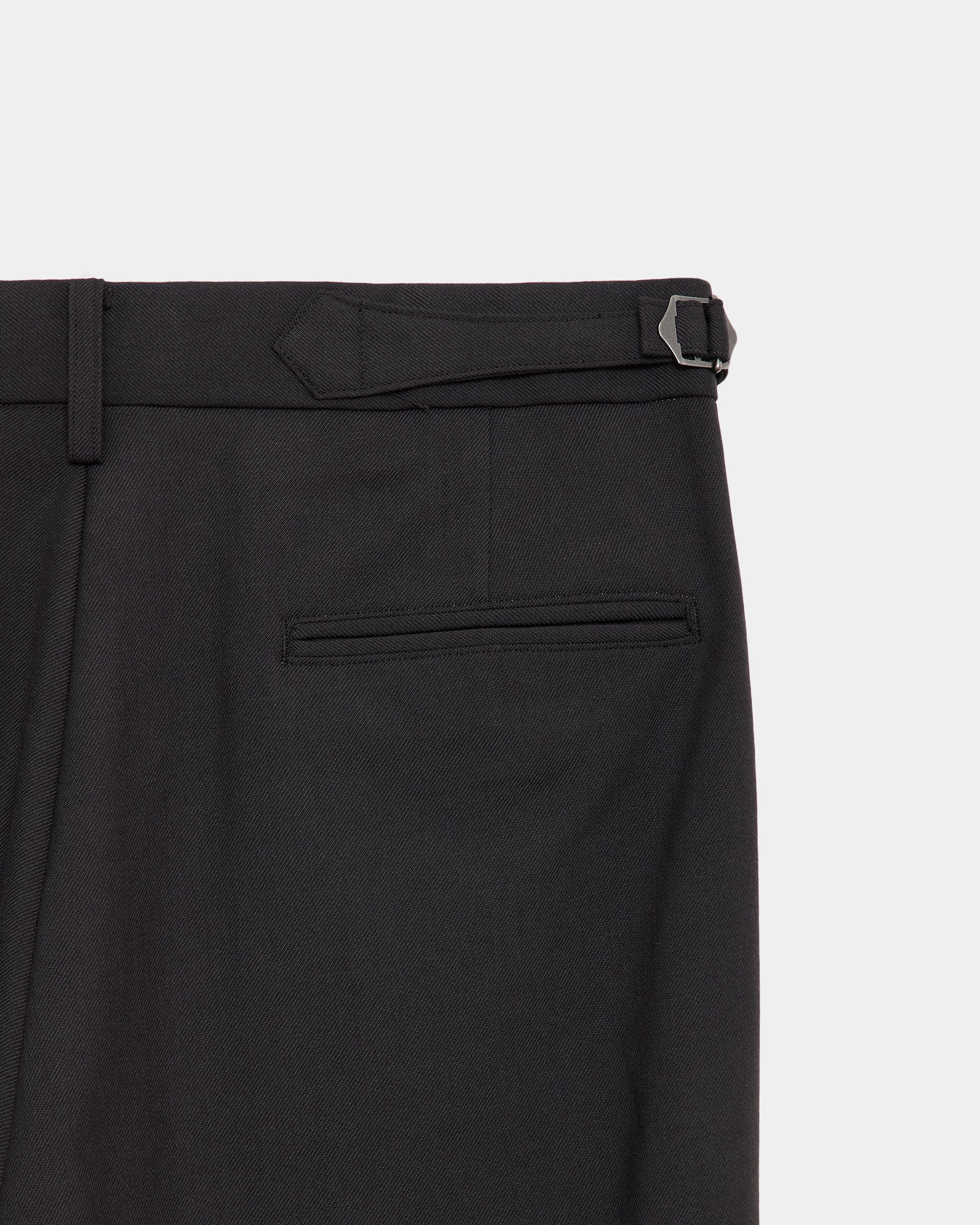 Recycled Polyester Wool Gabardine / Double Pleated Baggy Trousers, Charcoal Gray