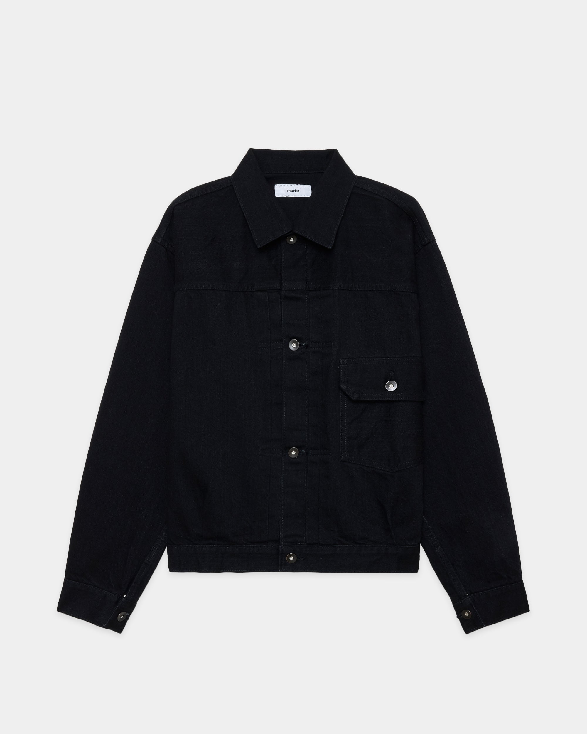 【PARKING別注】オーガニックコットン13.5ozセルビッチデニムType-1デニムジャケット, Black O.W