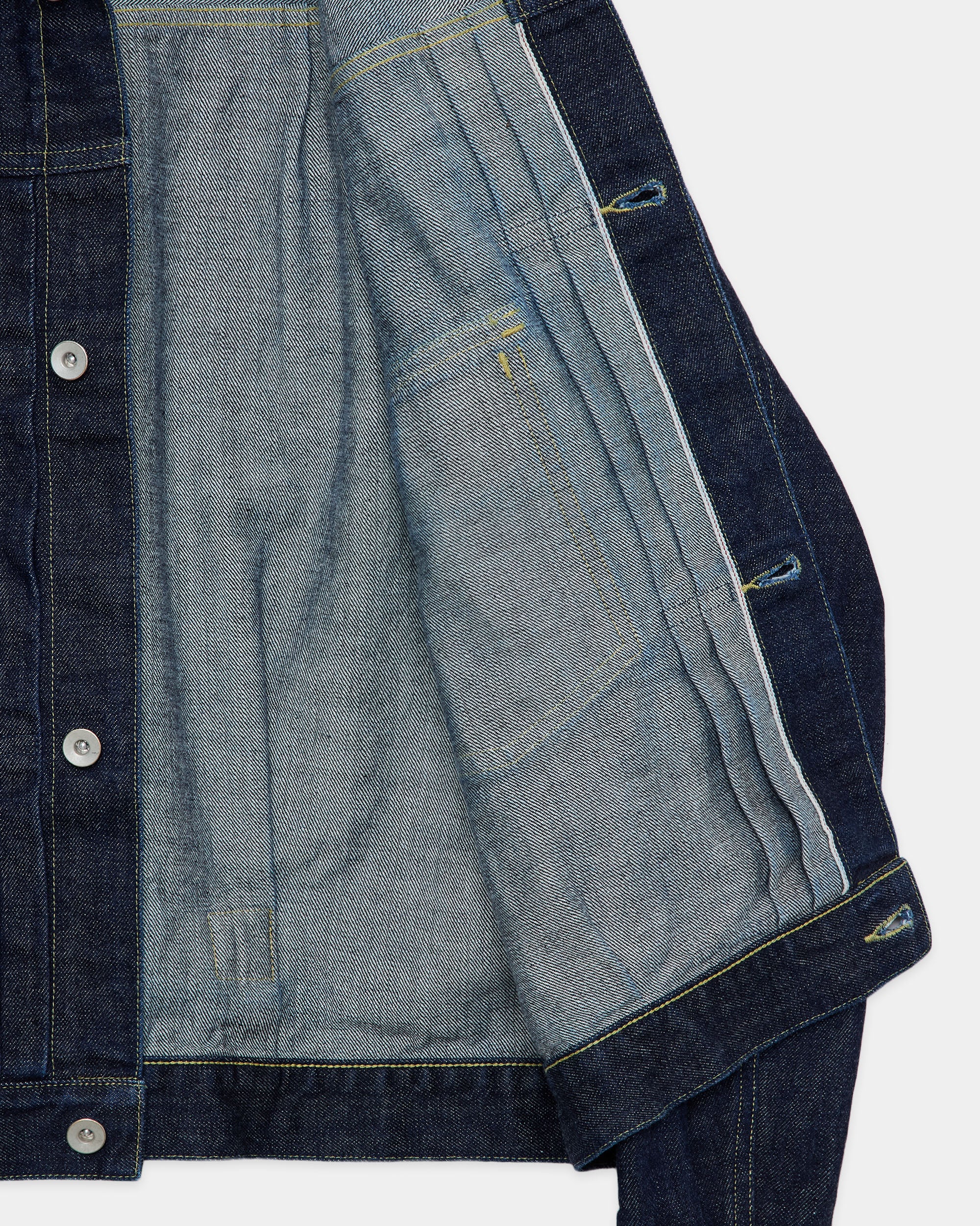 オーガニックコットン13.5ozセルビッチデニムType-1デニムジャケット, Indigo O.W