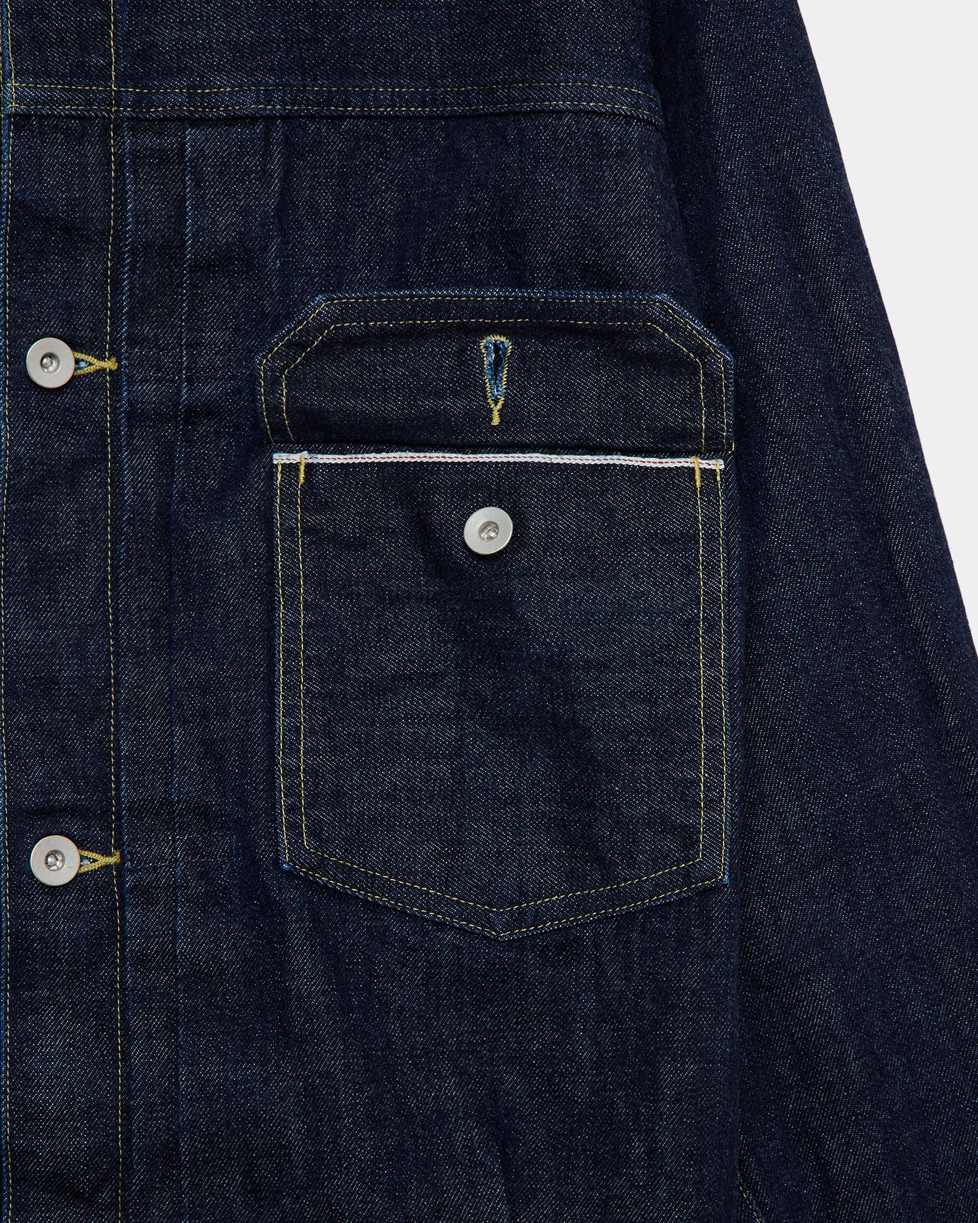 オーガニックコットン13.5ozセルビッチデニムType-1デニムジャケット, Indigo O.W