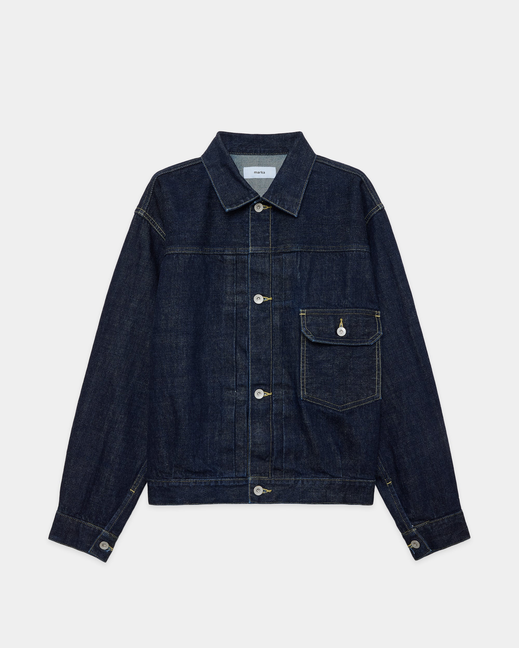 オーガニックコットン13.5ozセルビッチデニムType-1デニムジャケット, Indigo O.W