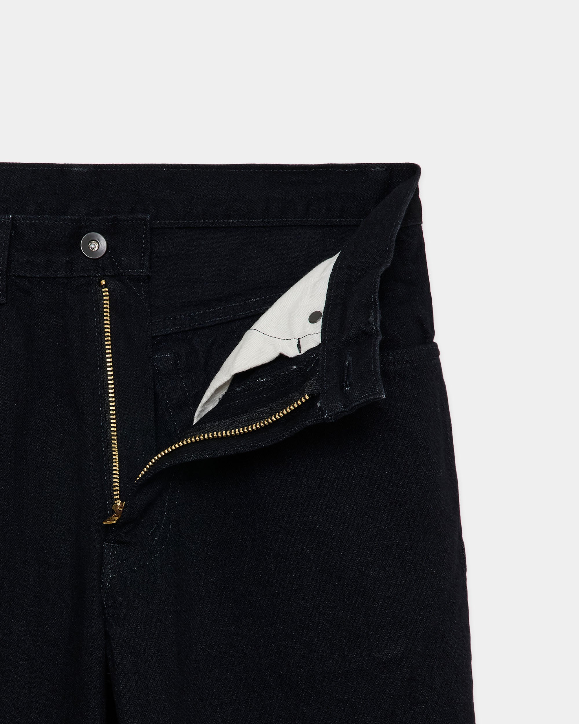 Organic Cotton 13.5oz Selvedge Denim / Slight Flare Jeans, Black O.W
