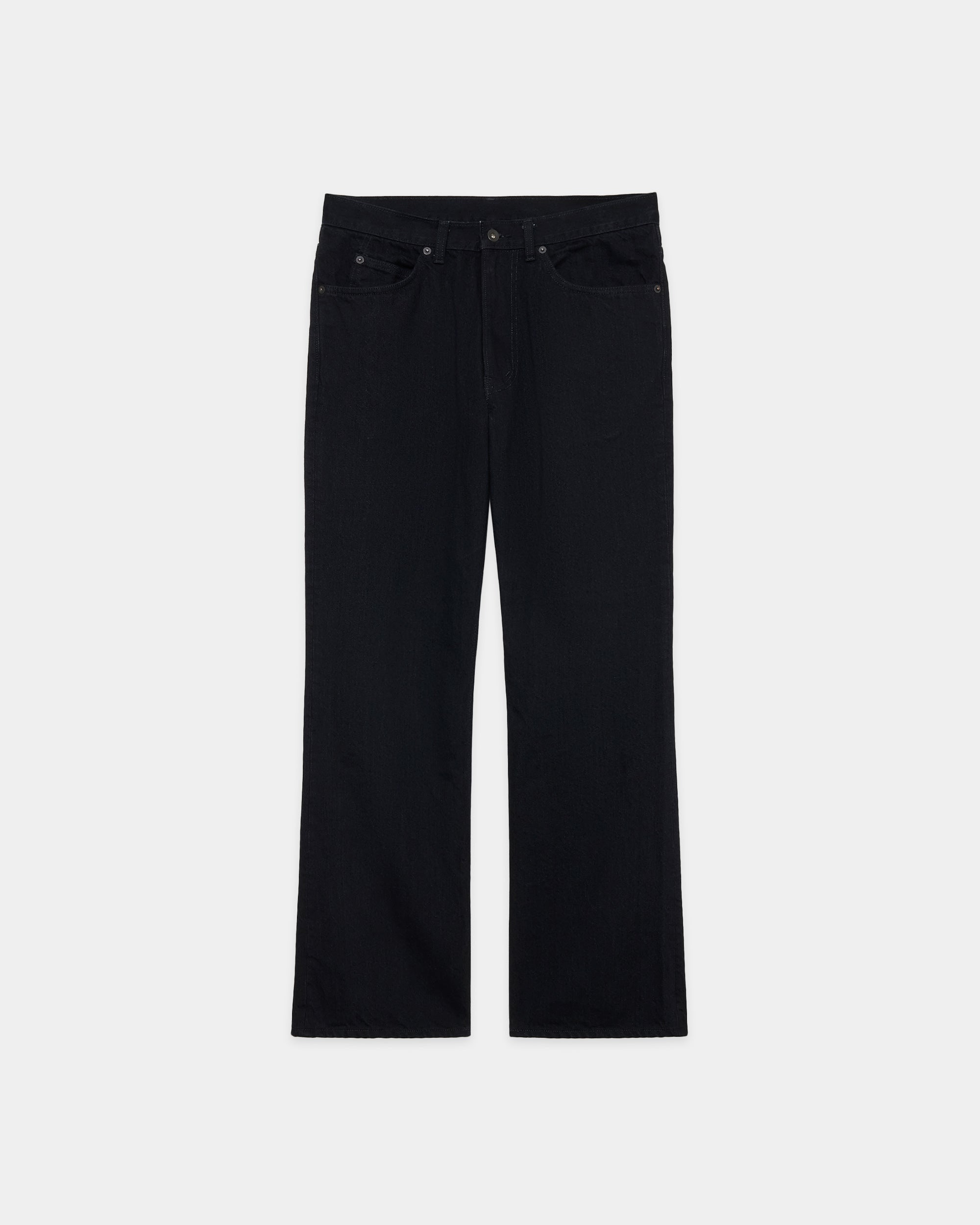 Organic Cotton 13.5oz Selvedge Denim / Slight Flare Jeans, Black O.W