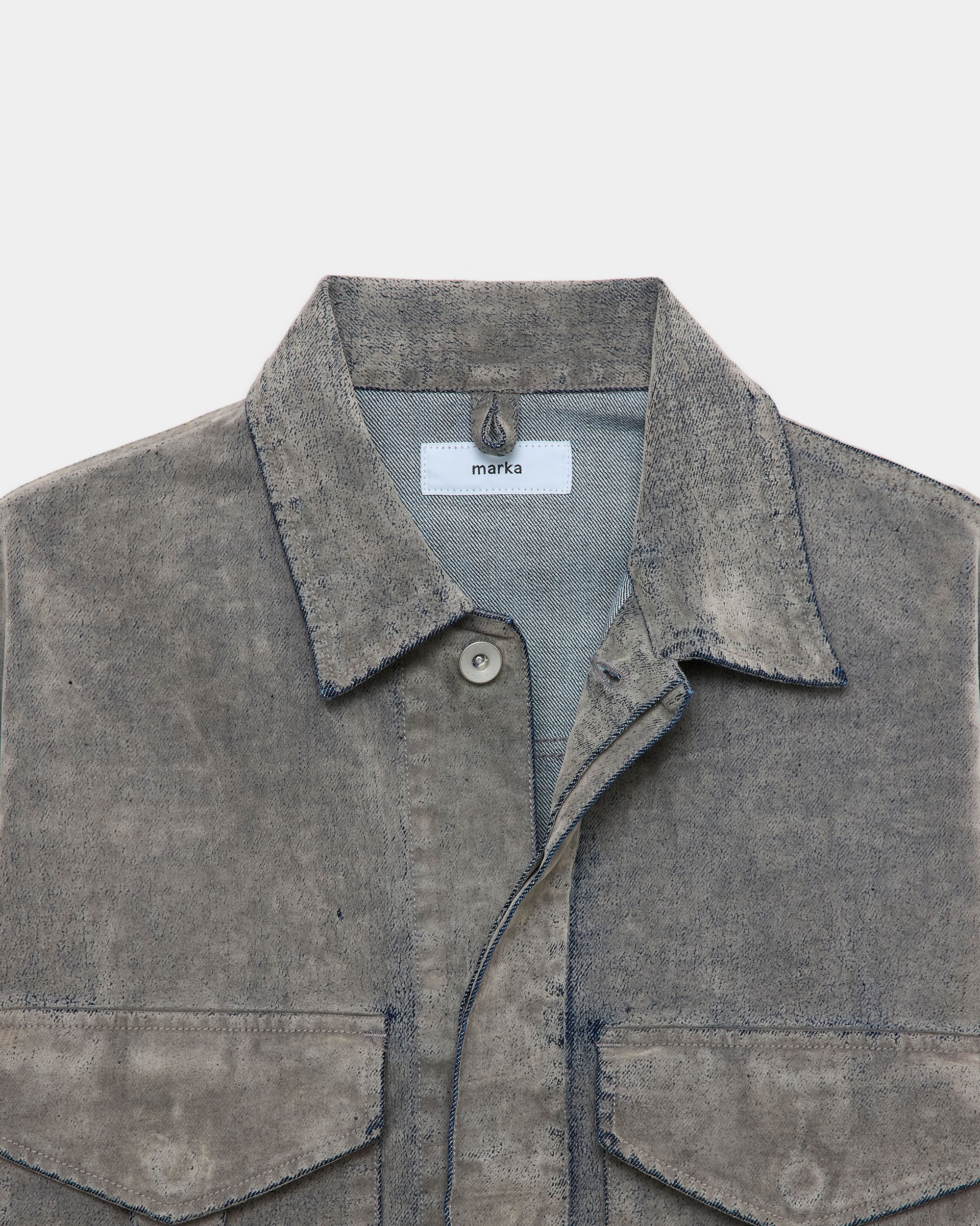 Velvet-Flocked Organic Cotton Denim / Canadian Military Work Jacket, Greige