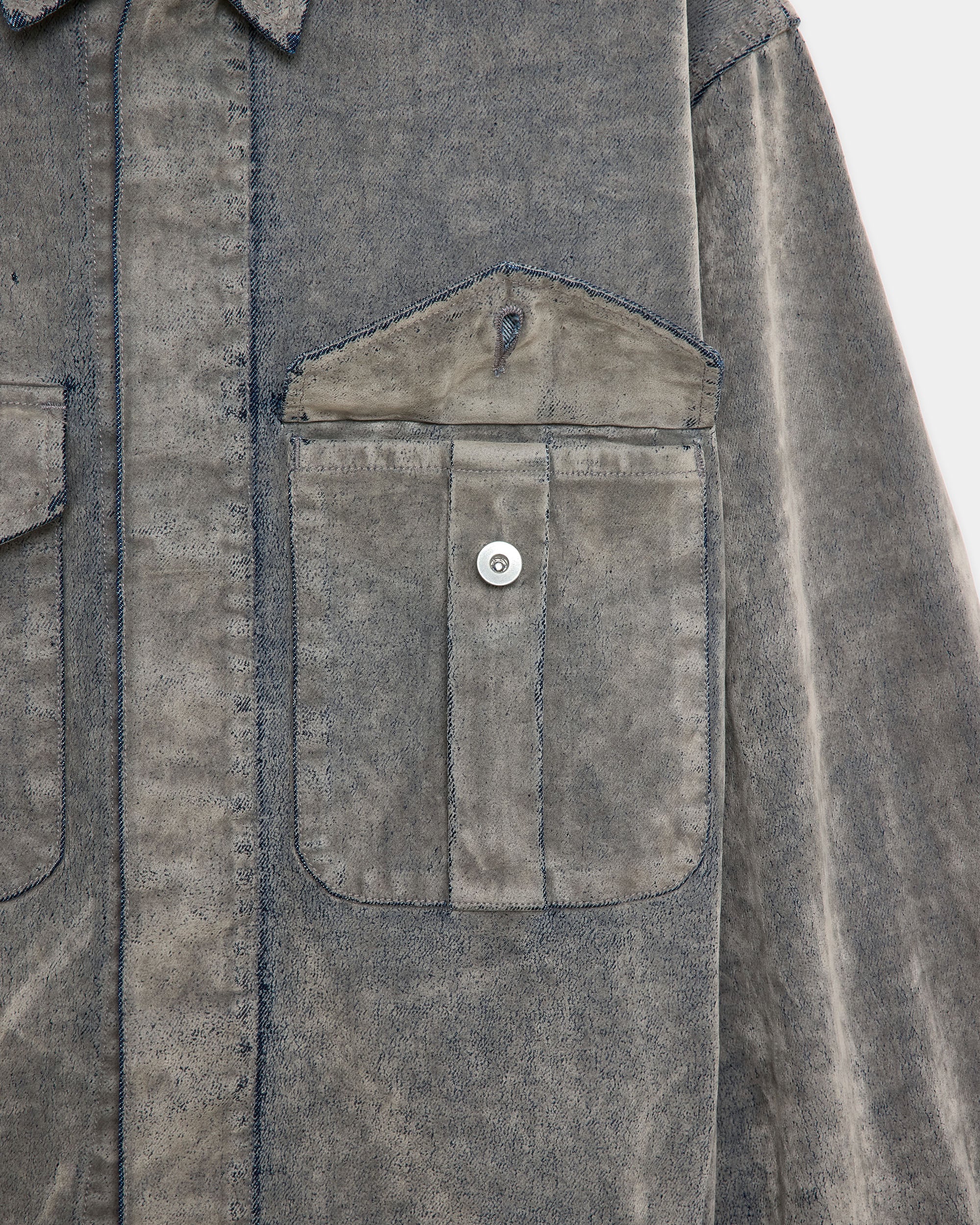 Velvet-Flocked Organic Cotton Denim / Canadian Military Work Jacket, Greige