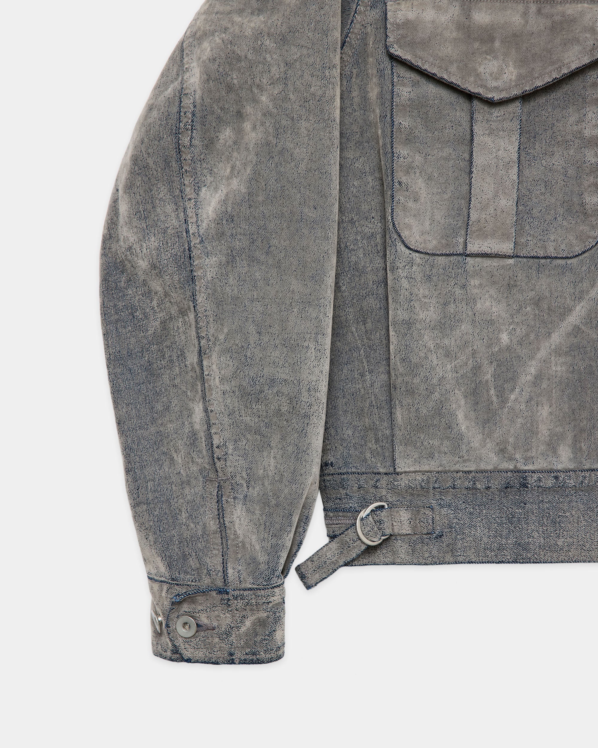 Velvet-Flocked Organic Cotton Denim / Canadian Military Work Jacket, Greige