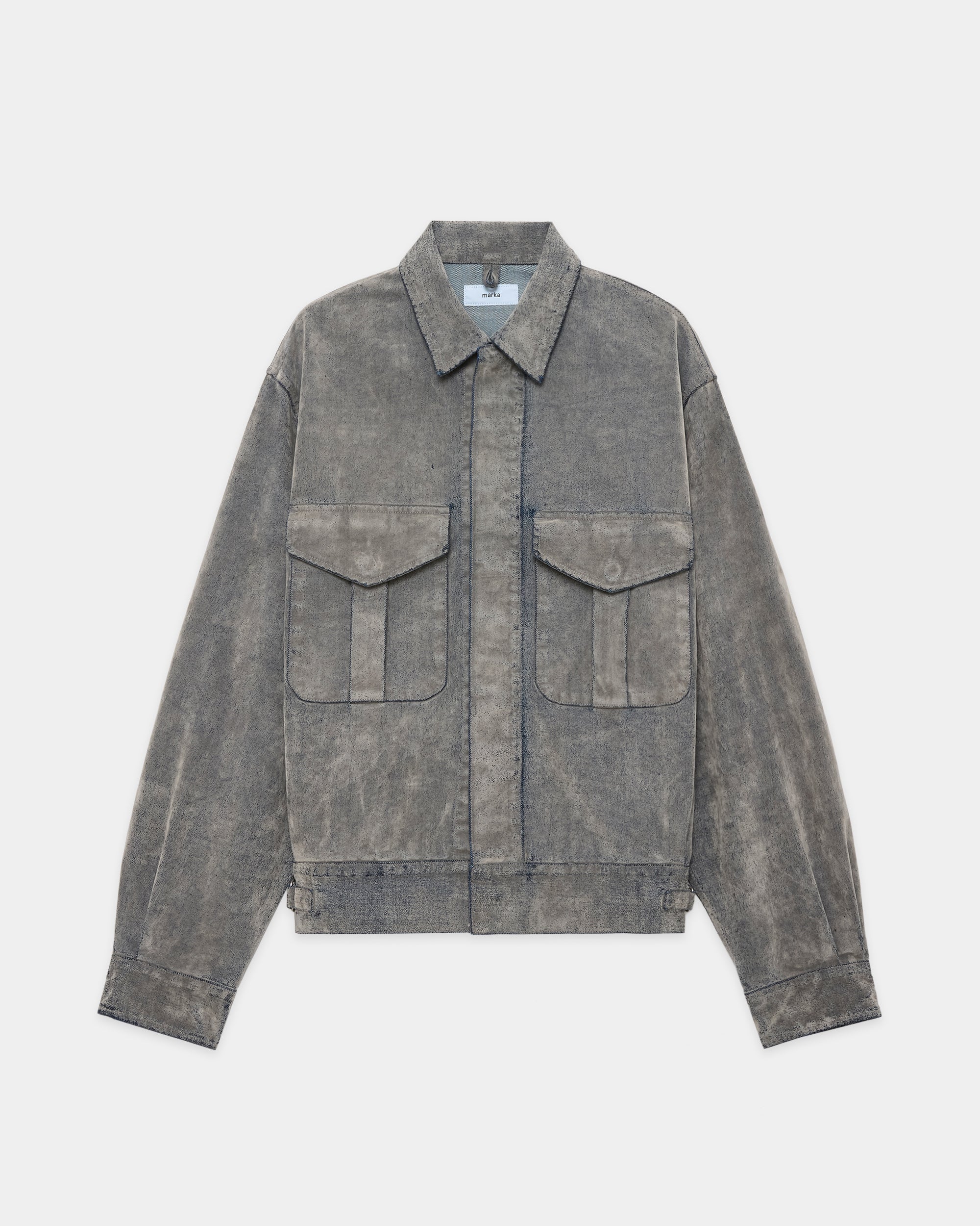 Velvet-Flocked Organic Cotton Denim / Canadian Military Work Jacket, Greige