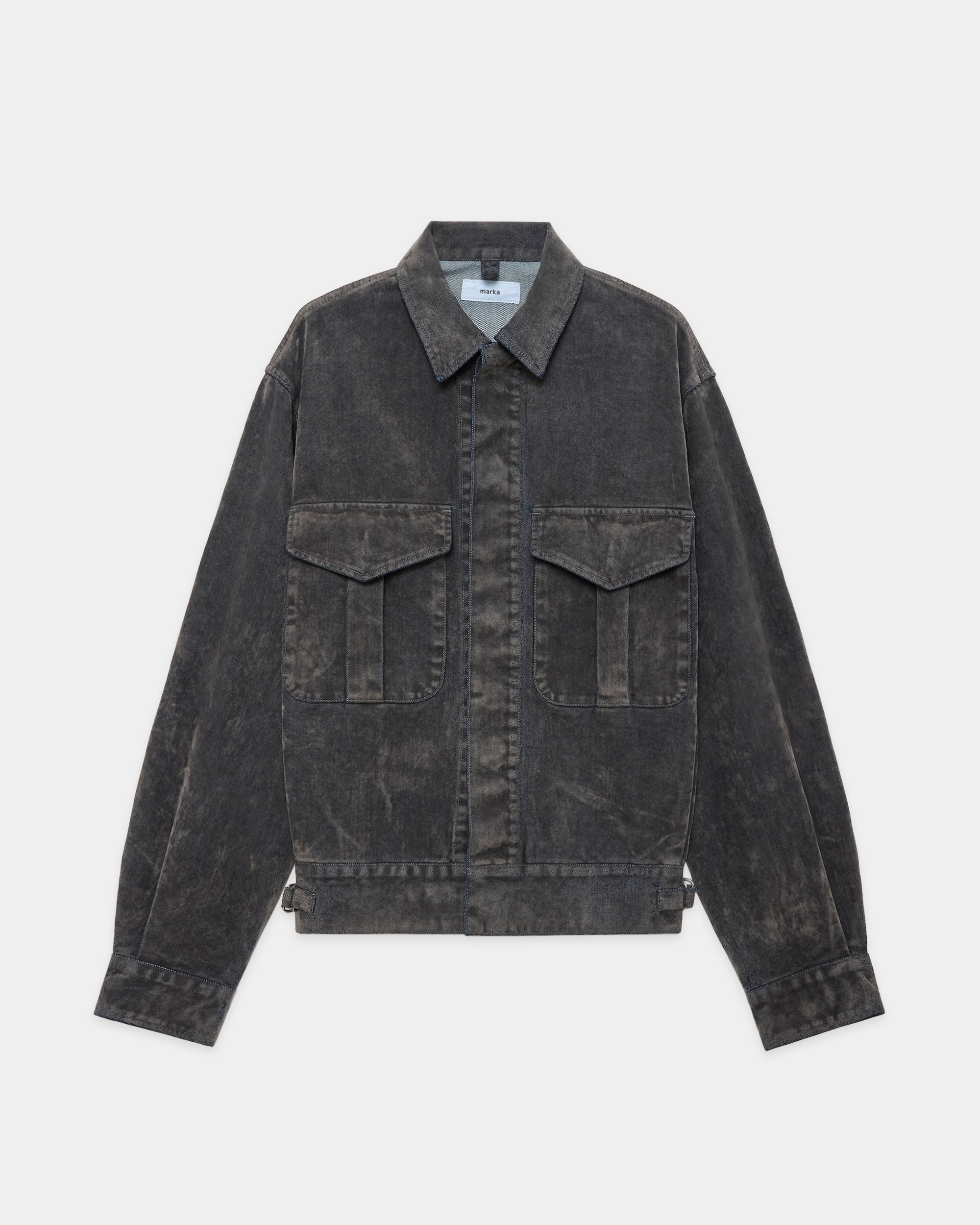 Velvet-Flocked Organic Cotton Denim / Canadian Military Work Jacket, Gray