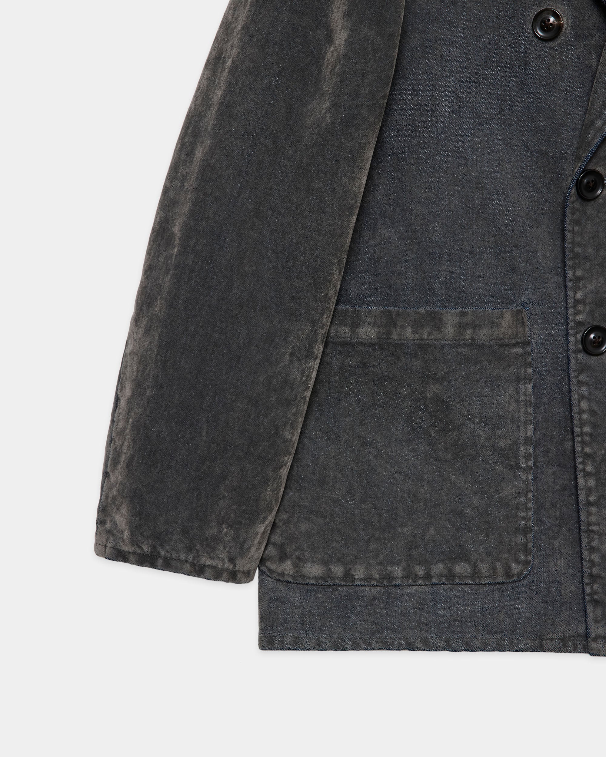 Velvet-Flocked Organic Cotton Denim / Relaxed Fit W.B Jacket, Gray