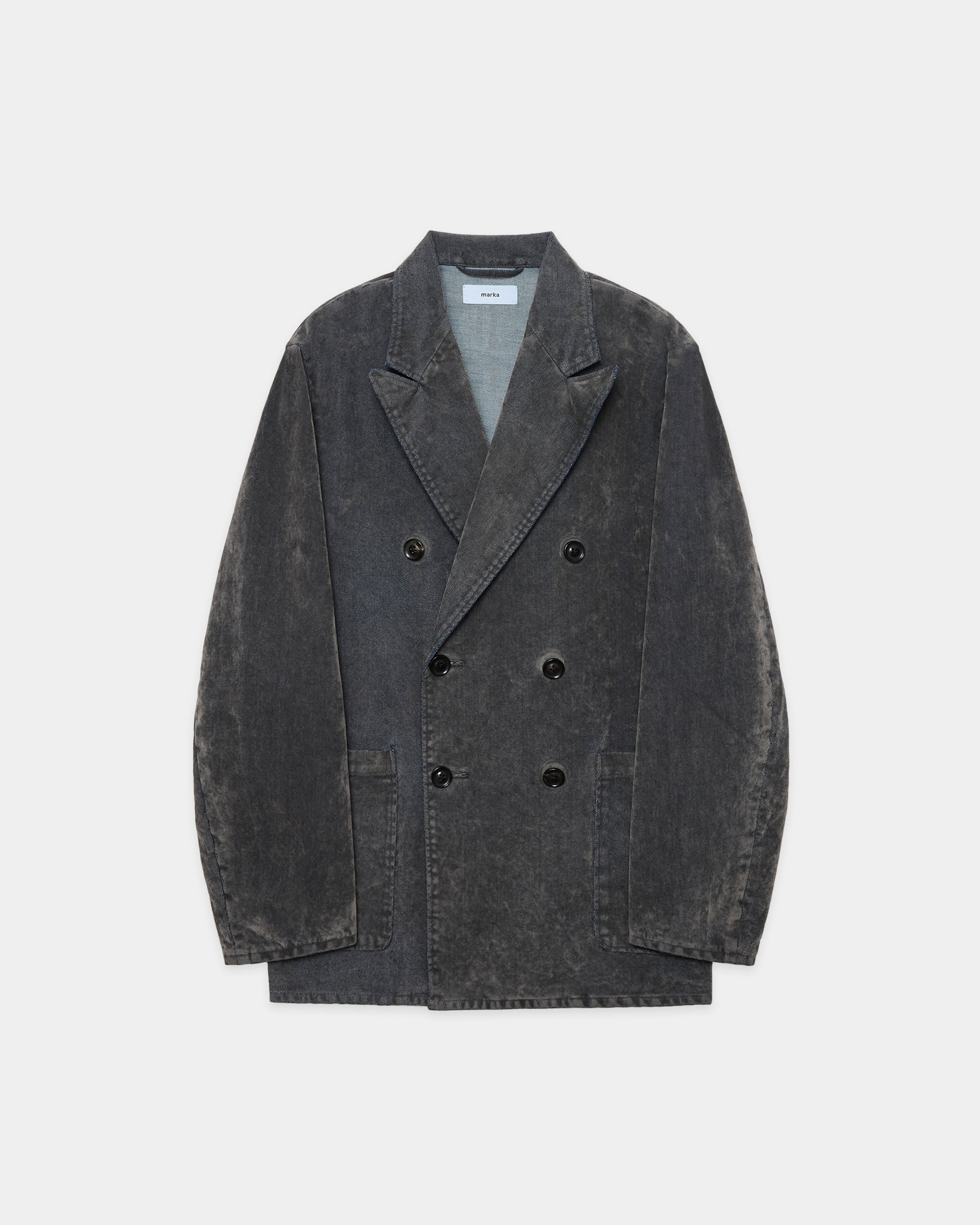 Velvet-Flocked Organic Cotton Denim / Relaxed Fit W.B Jacket, Gray