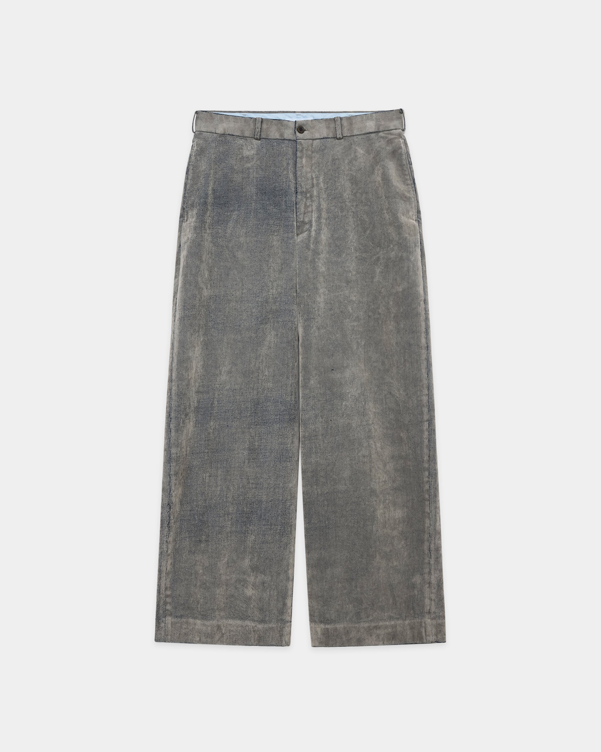Velvet-Flocked Organic Cotton Denim USMC Slacks, Greige