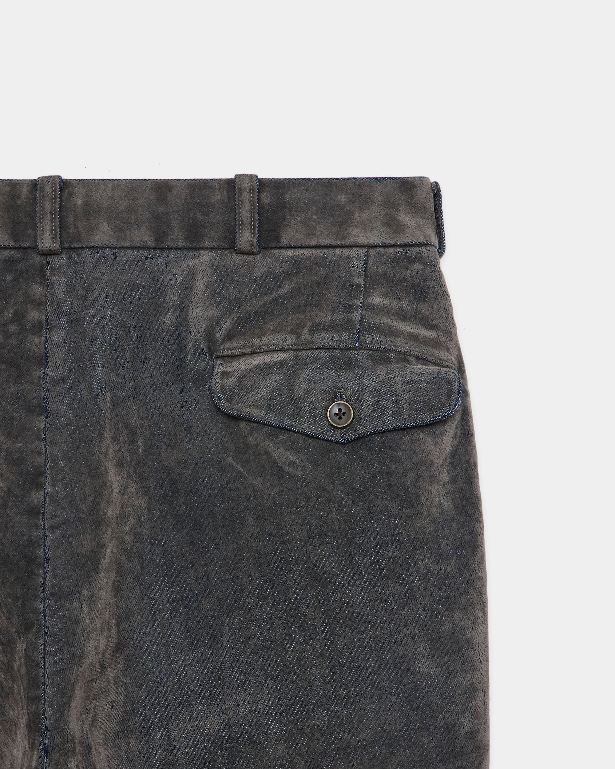 Velvet-Flocked Organic Cotton Denim USMC Slacks, Gray
