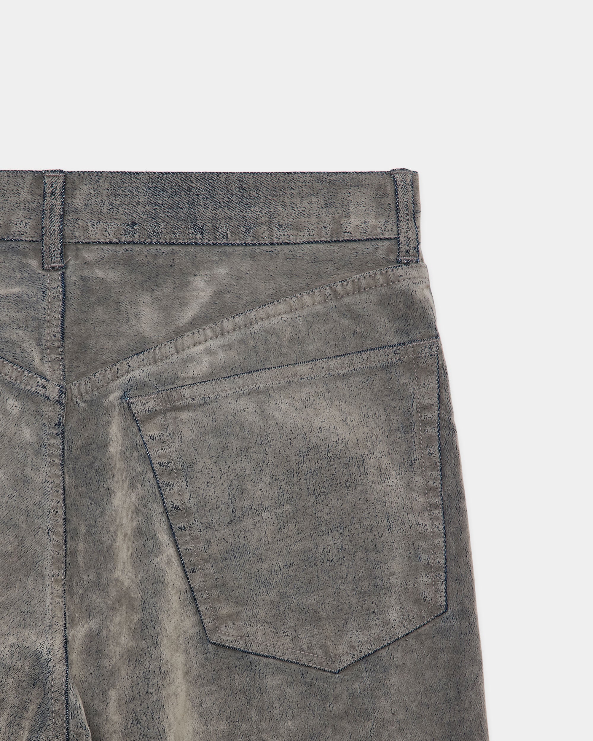 Velvet-Flocked Organic Cotton Denim Cylinder Fit Jeans, Greige