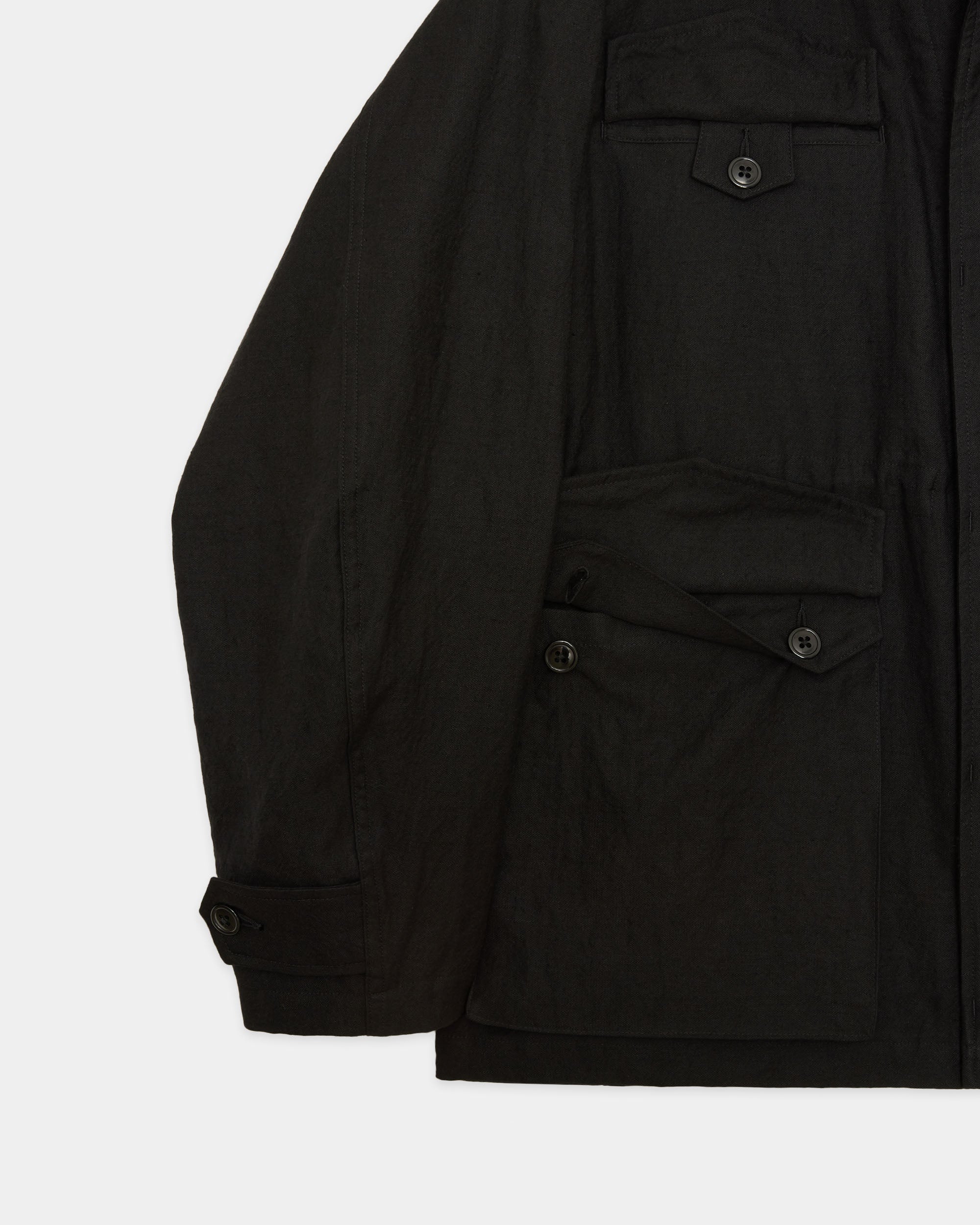 Wool/Linen Moleskin / Military Jacket, Black