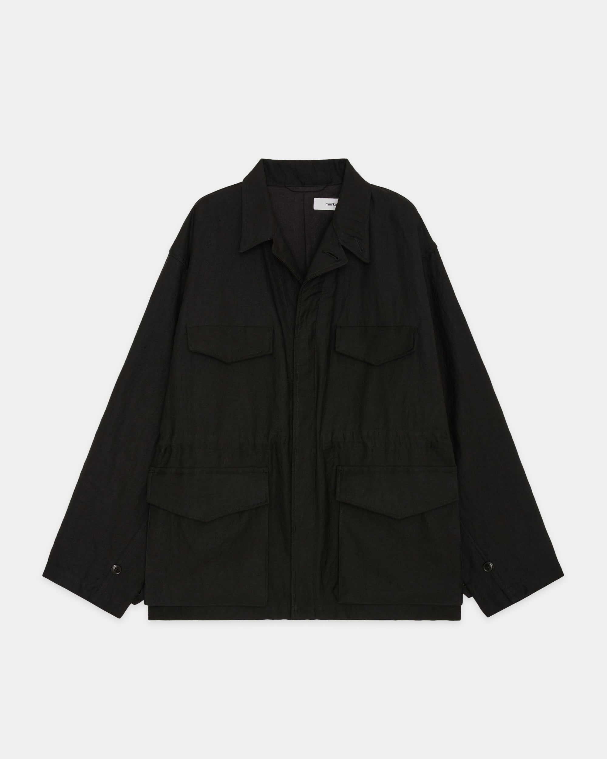 Wool/Linen Moleskin / Military Jacket, Black