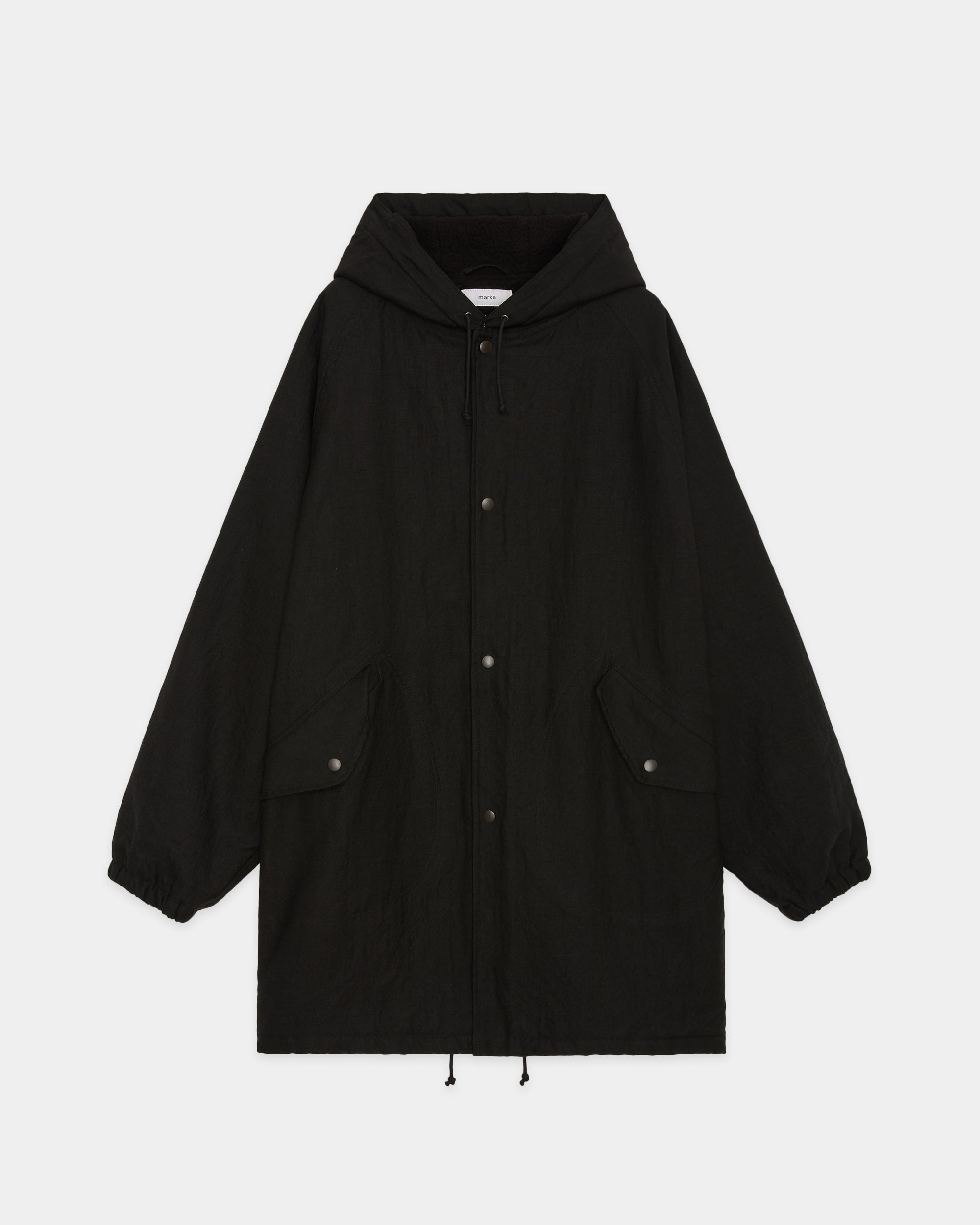 Wool/Linen Moleskin / Military Parka, Black