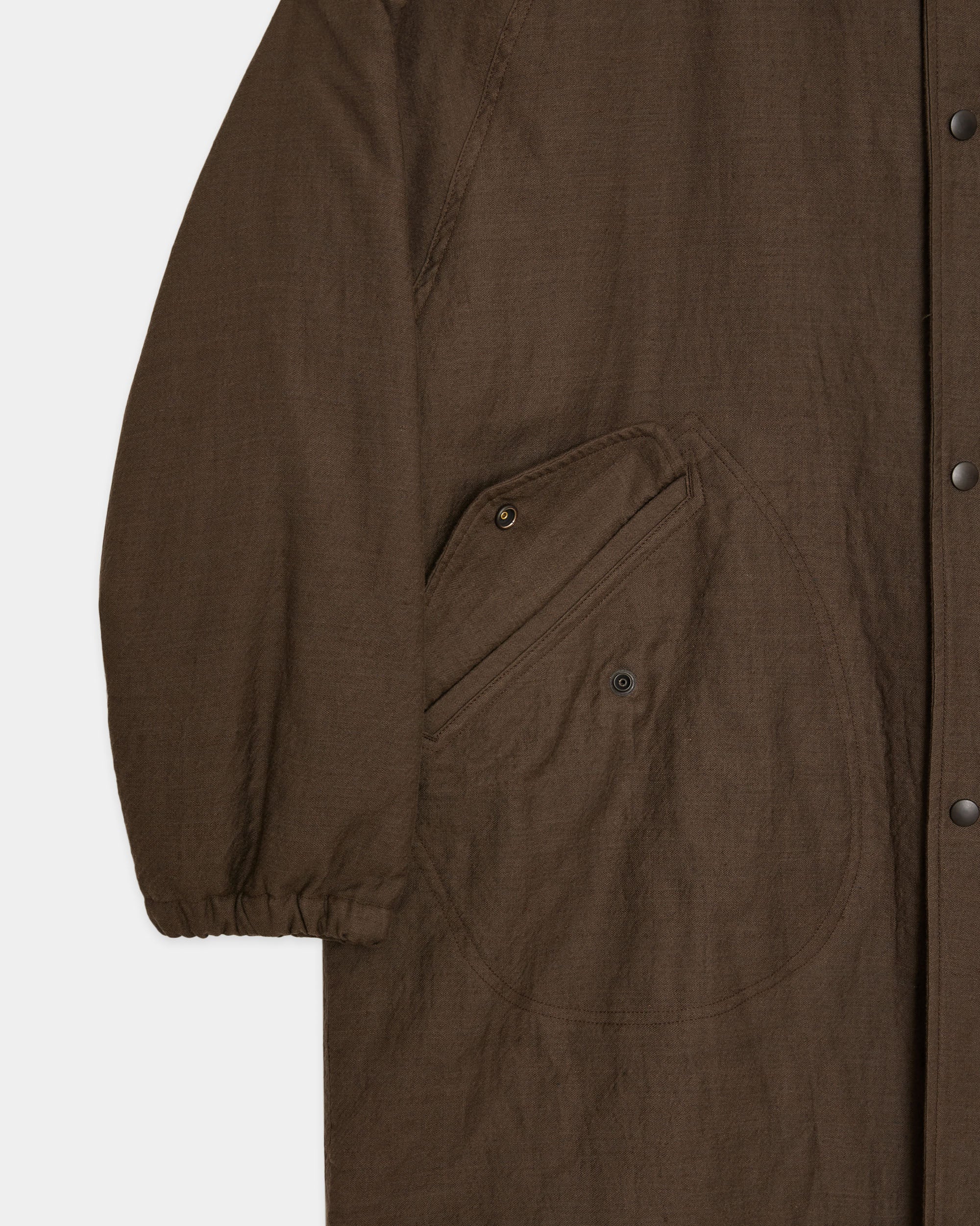 Wool/Linen Moleskin / Military Parka, Olive