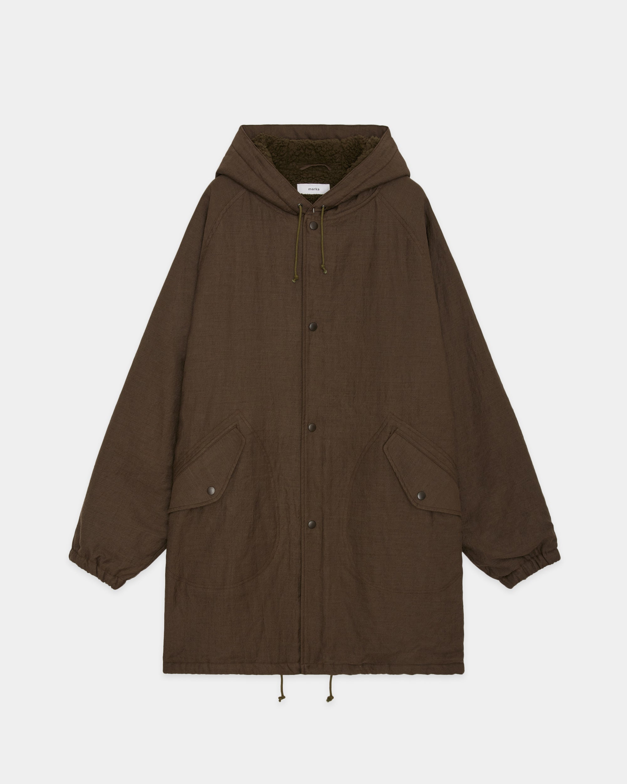 Wool/Linen Moleskin / Military Parka, Olive