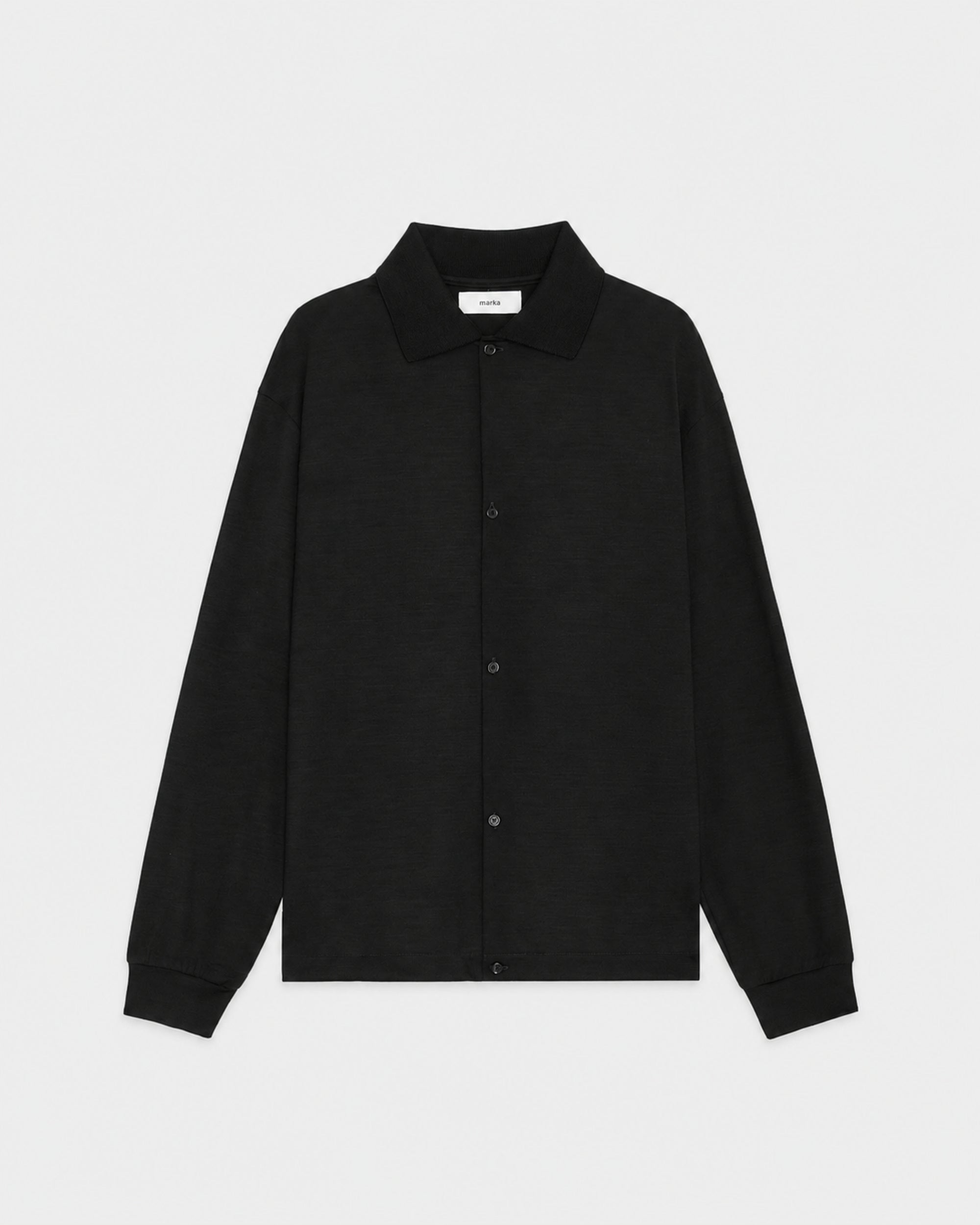 【PARKING Exclusive】Super 100s Washable Wool Jersey / Shirt Cardigan, Black