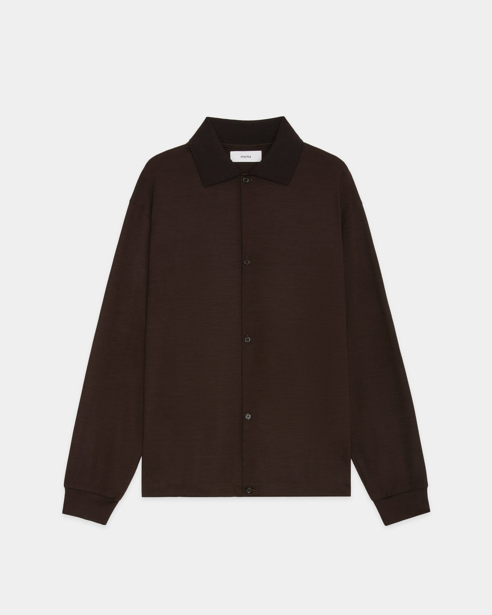 Super 100s Washable Wool Jersey / Shirt Cardigan, Dark Brown