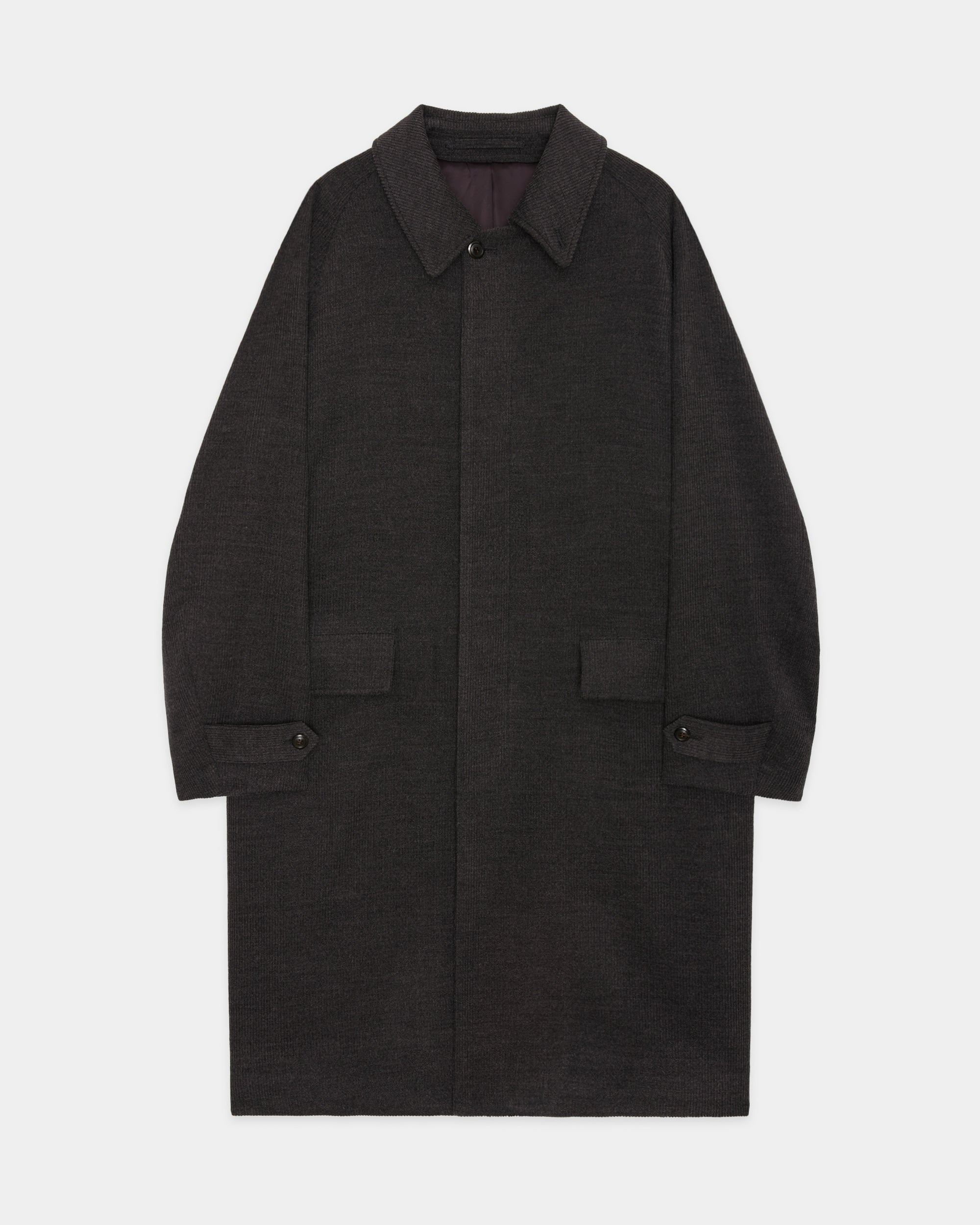 SUPER120s ウールコーデュロイ / ラグランスリーブコート, Top Gray