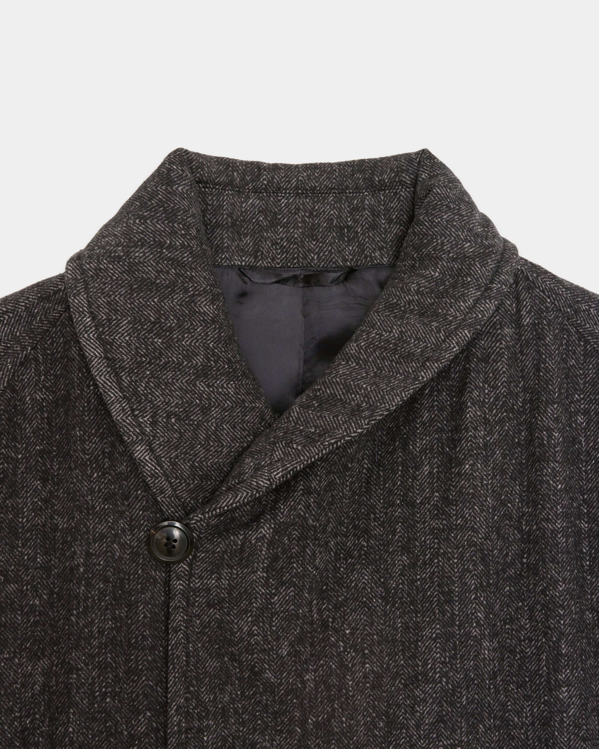 Heavy Silk Flannel / Shawl Collar Coat, Herringbone